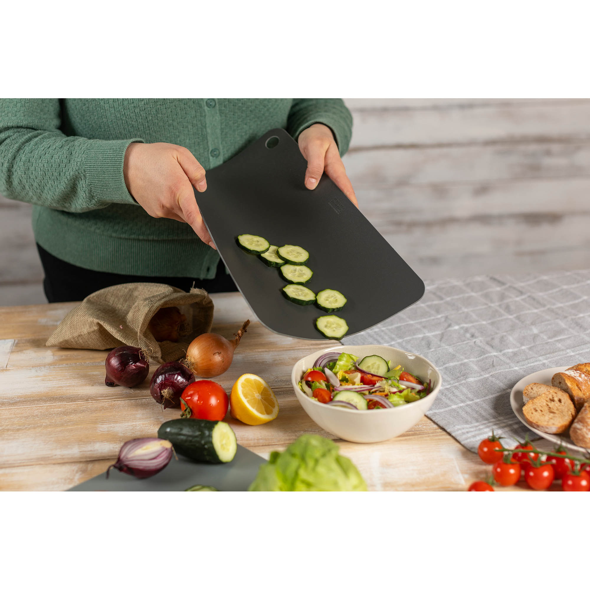 KUHN RIKON set of 2 flexible cutting boards 37 x 25 cm cutting mats grey