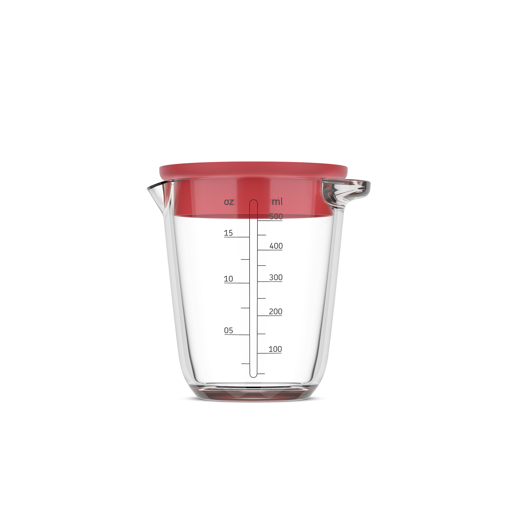 MEPAL Messbecher CHEF IT 0,5 Liter aus Glas mit Deckel coral (korallenrot)