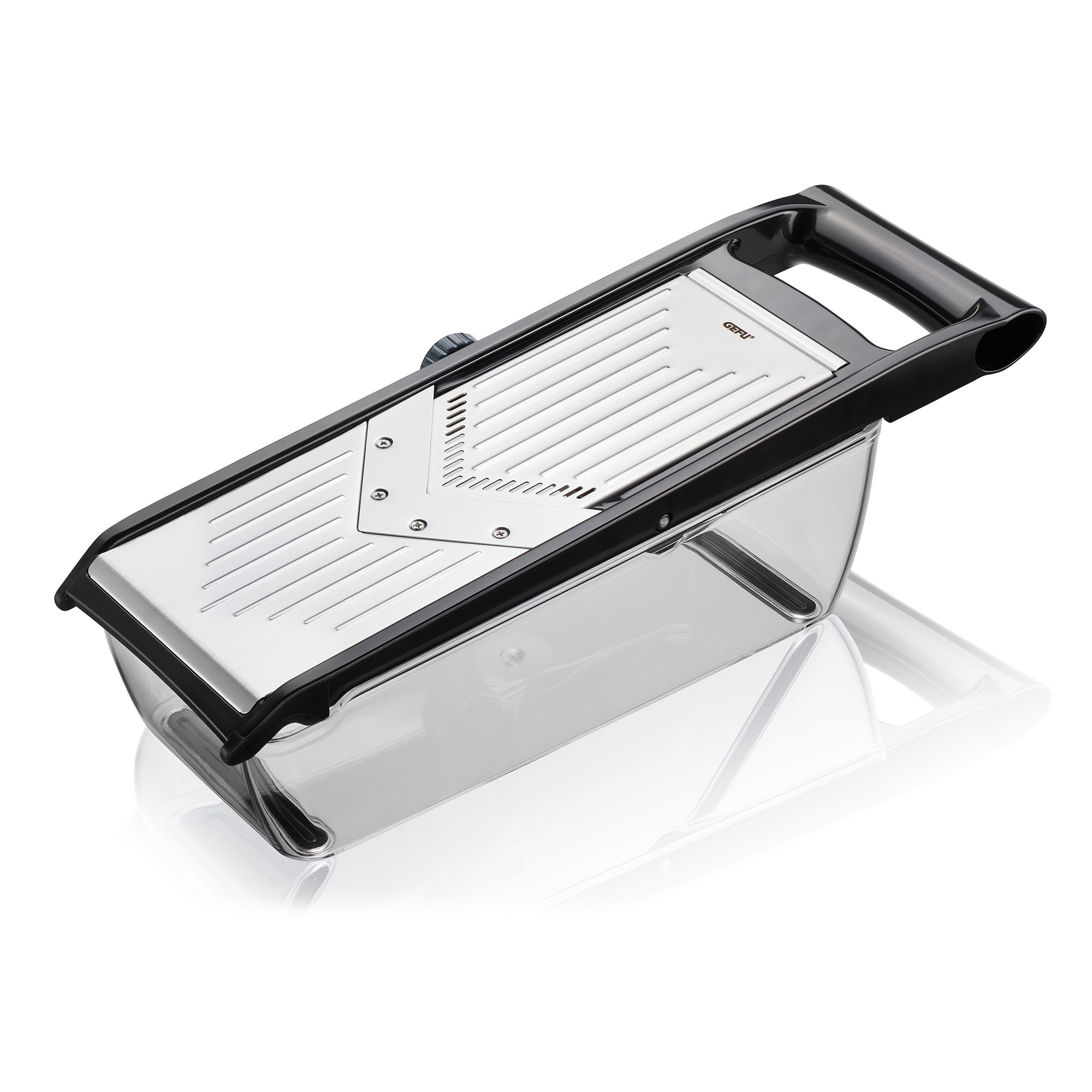 GEFU V-Hobel COLLECT mit Julienne-Schneider und Auffangbehälter Gemüsehobel