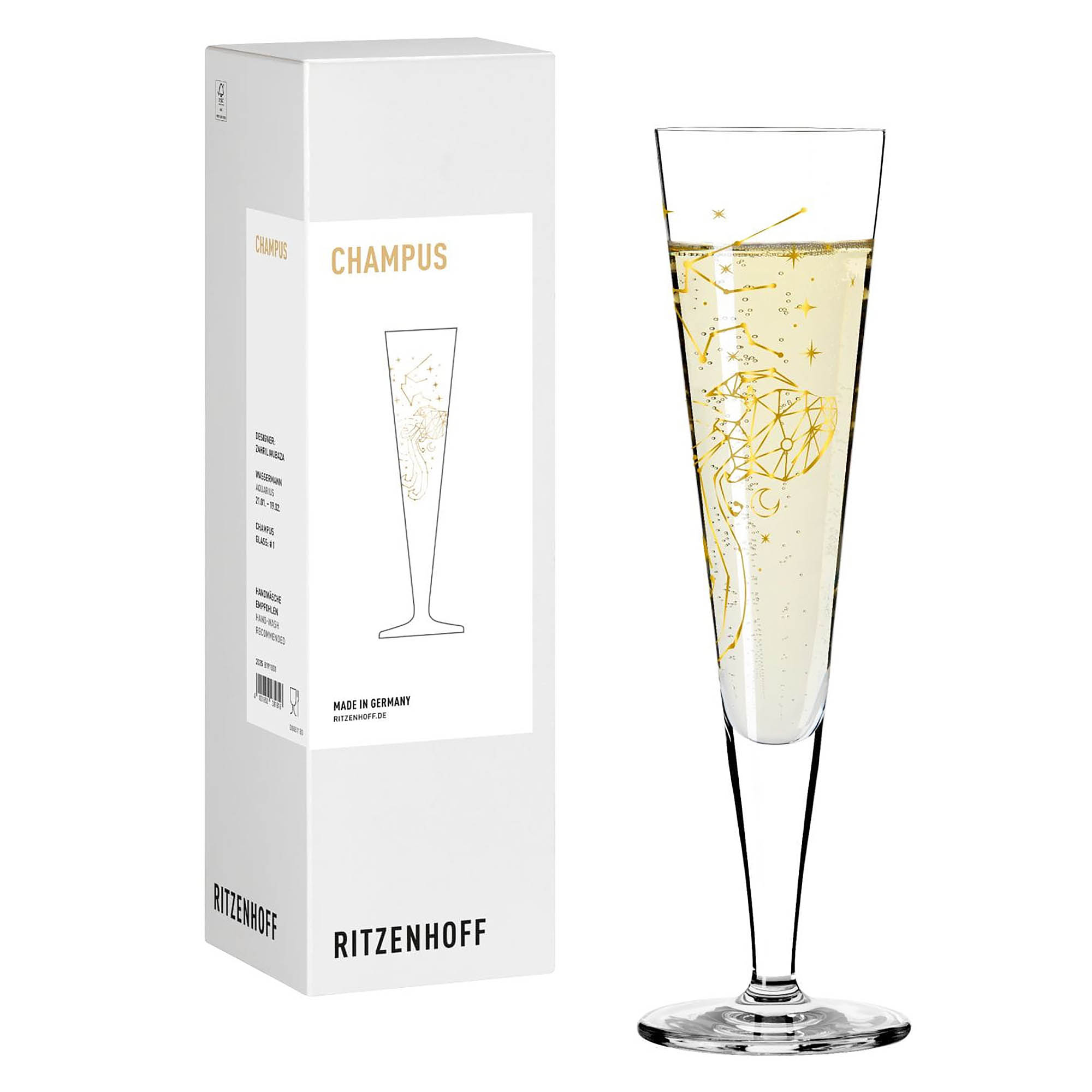 RITZENHOFF Champagne glass ASTRO # 1 - Aquarius Contents 205 ml