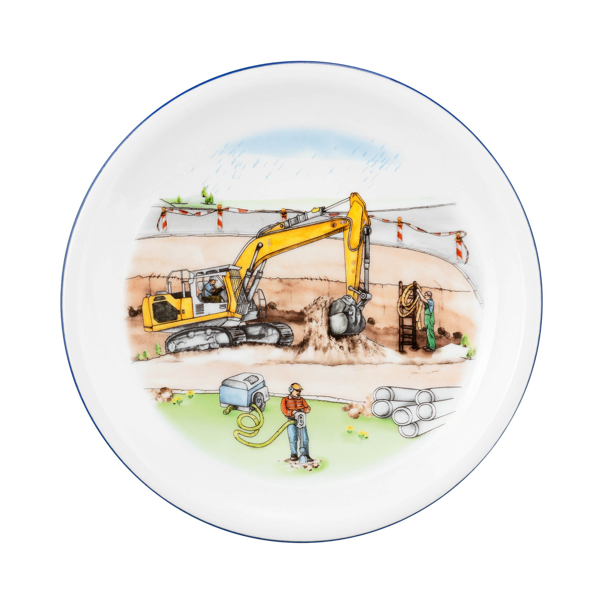 Seltmann Weiden Kinderporzellan Set 65285 BAUSTELLE 3 teilig