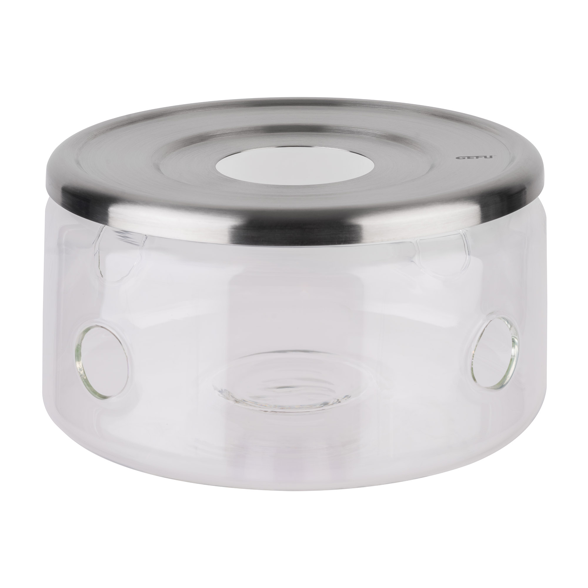 GEFU Stövchen INFUSA aus Borosilikatglas und Edelstahl