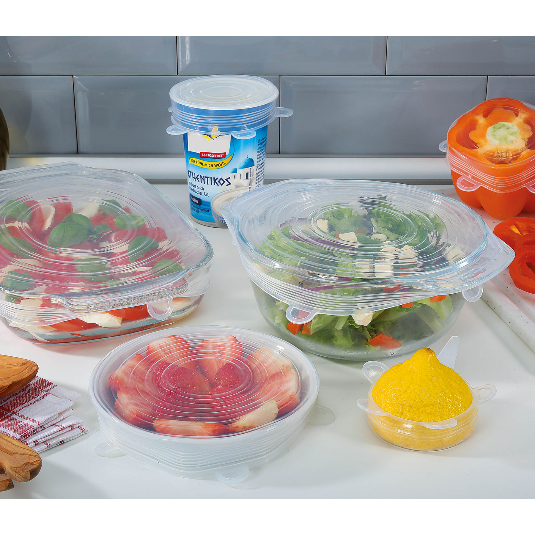 KÜCHENPROFI STRETCH silicone keep-fresh lid set of 6 6.5 cm to 20 cm