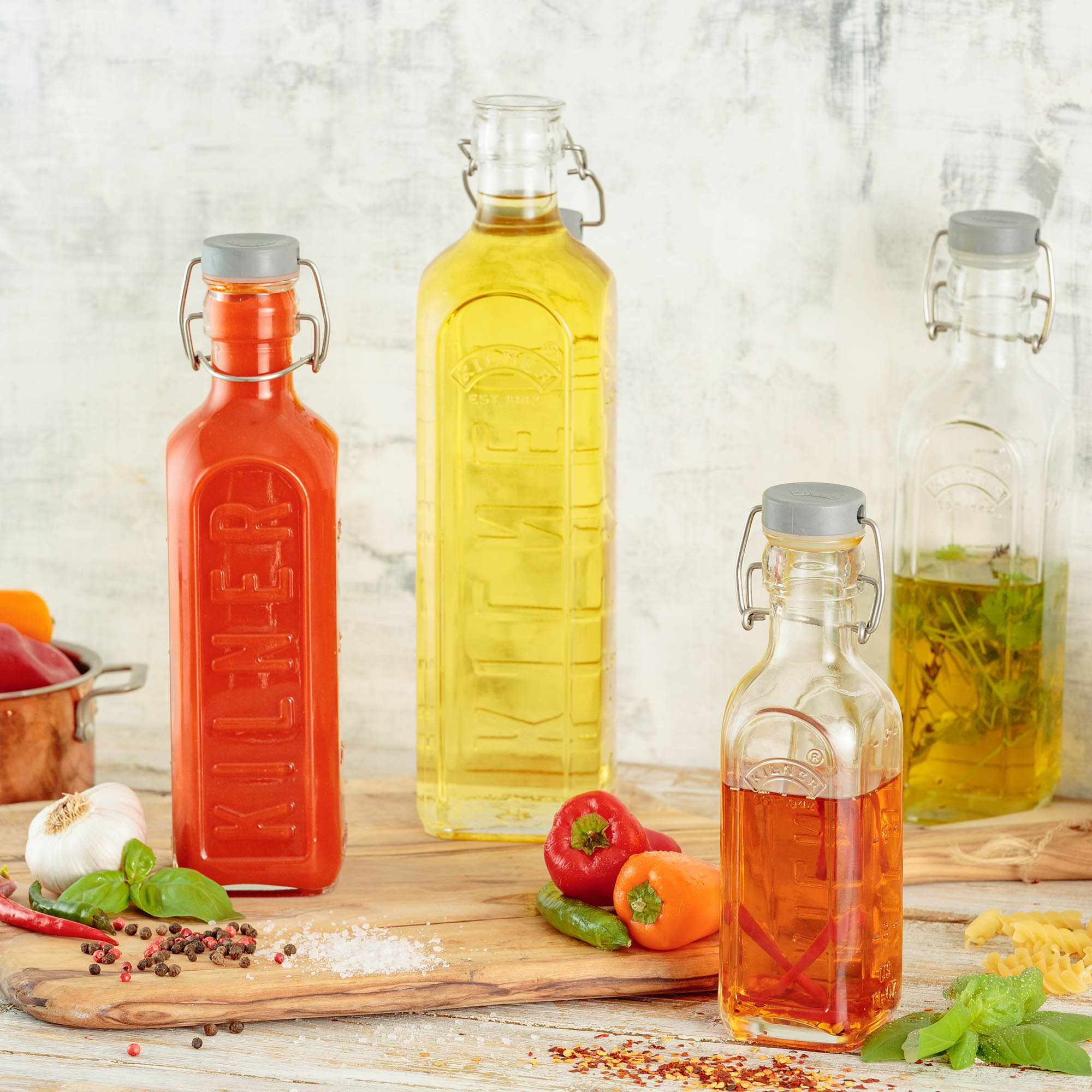 KILNER Glasflasche mit Bügelverschluss eckig 0,6 Liter