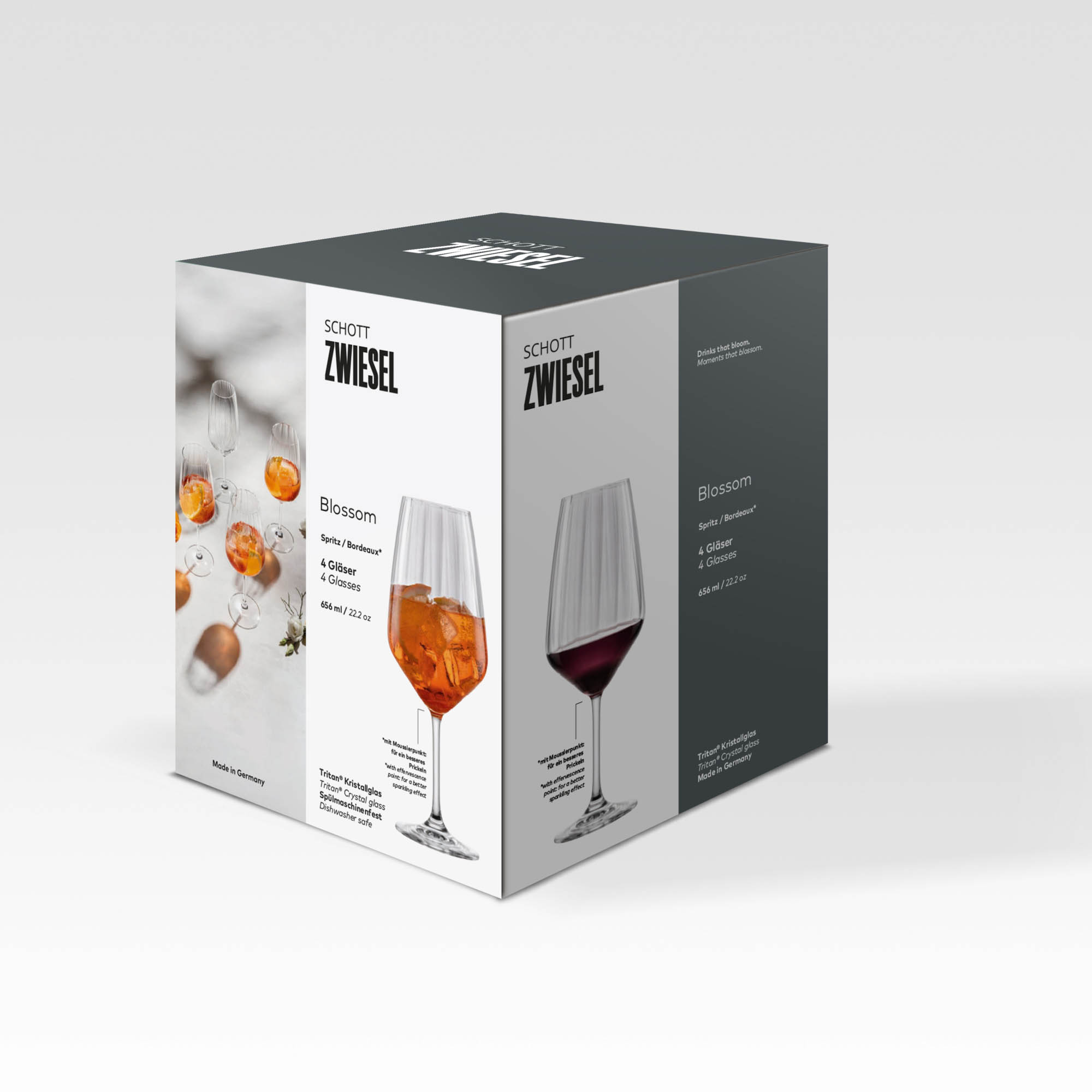 SCHOTT ZWIESEL BLOSSOM range, Bordeaux wine glasses, set of 4, capacity 656 ml
