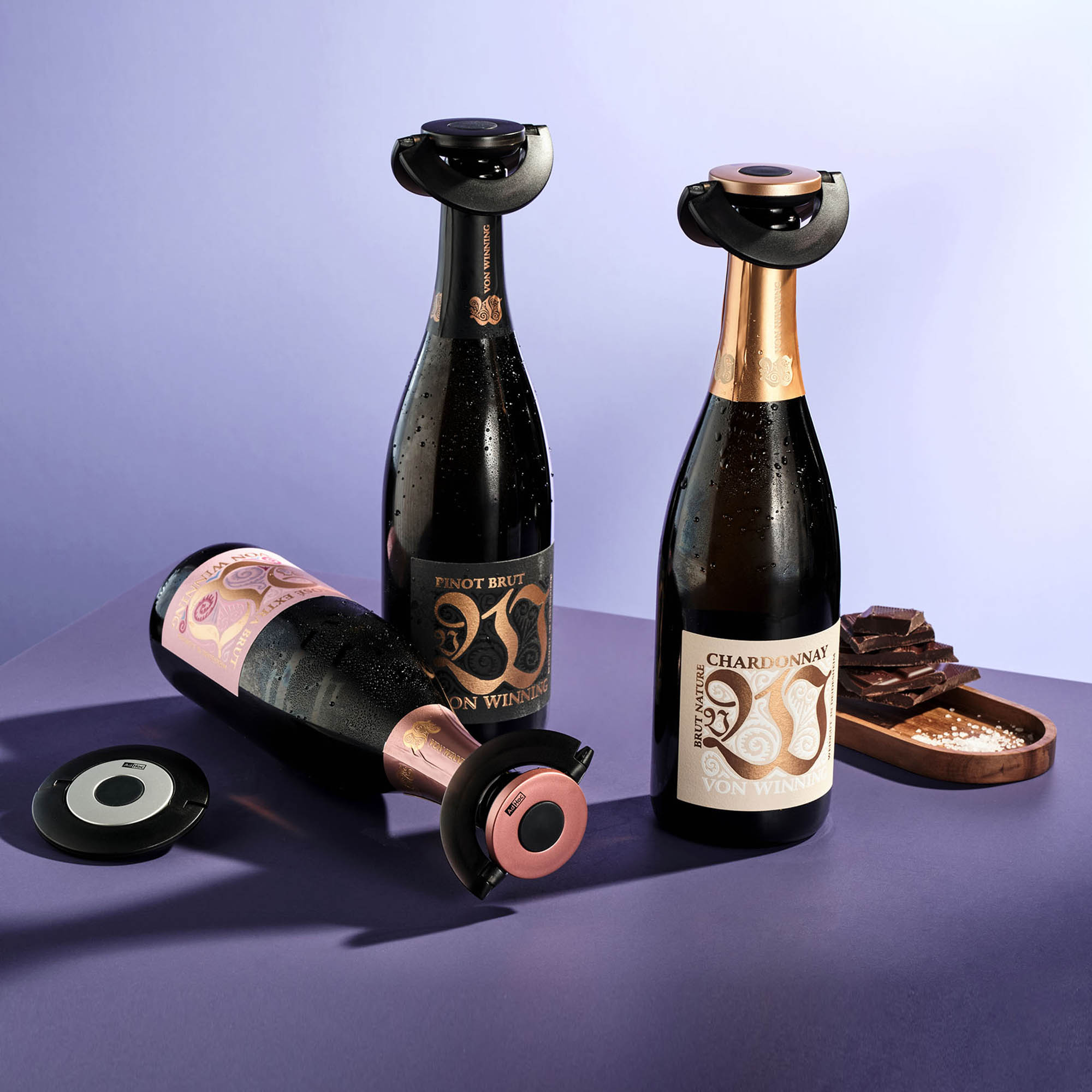 AdHoc Sekt- und Champagnerverschluss GUSTO schwarz / gold