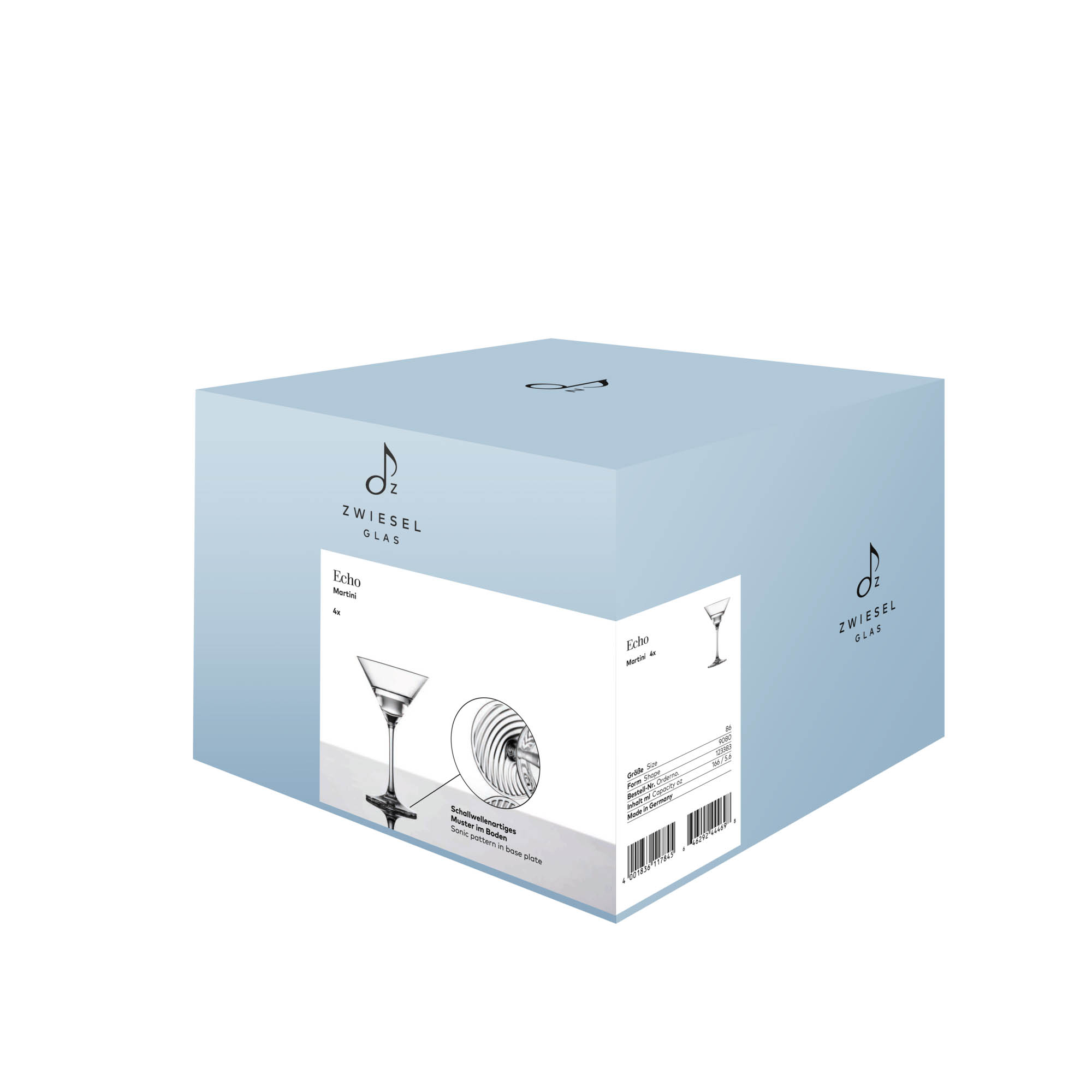 ZWIESEL GLAS Serie ECHO Martiniglas 4 Stück Inhalt 166 ml