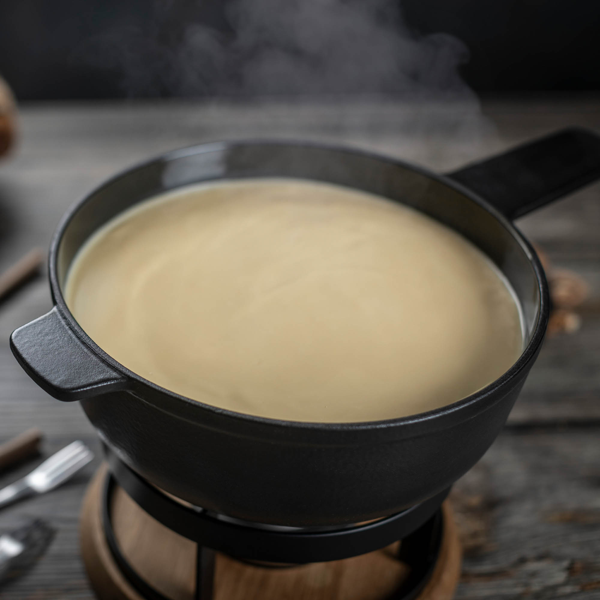 KUHN RIKON cheese fondue set ALPSTEIN cast iron 24 cm black INDUCTION fondue