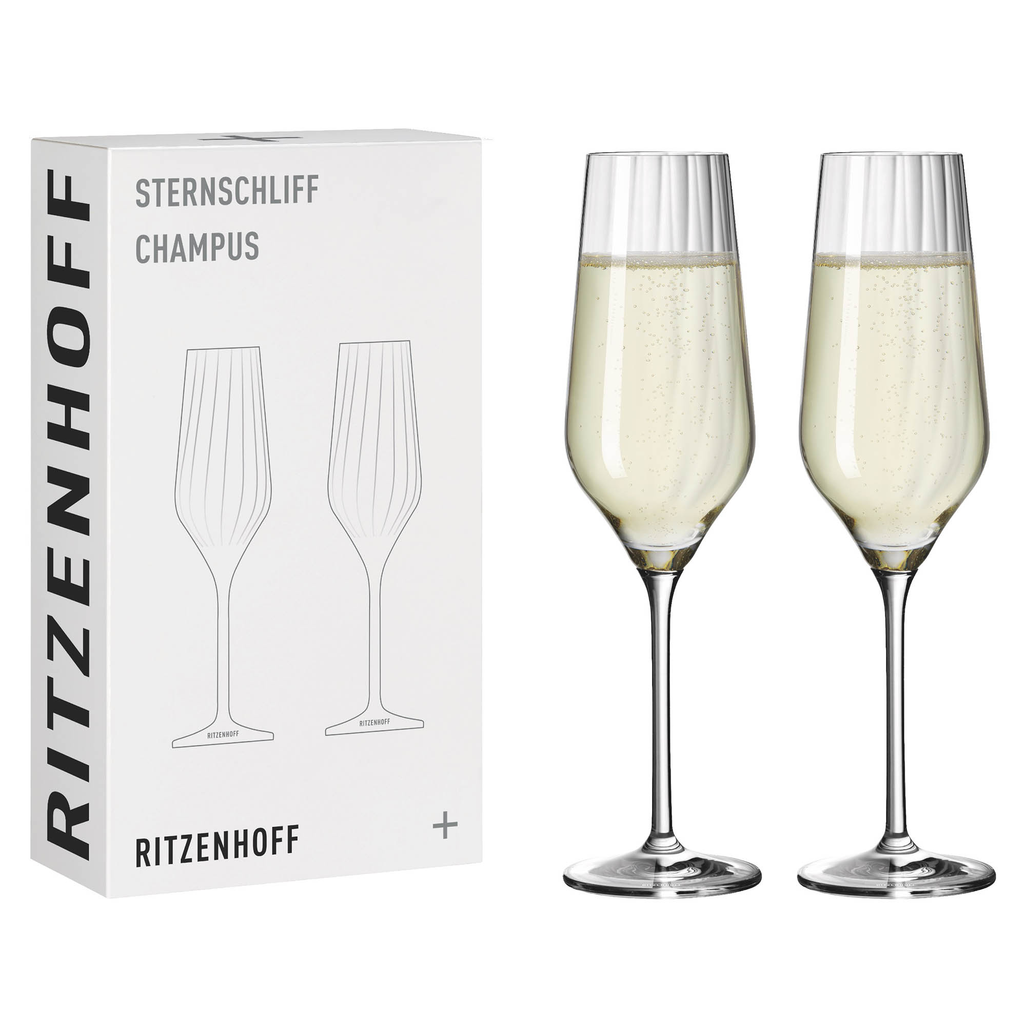 RITZENHOFF Champagne glass STERNSCHLIFF #2 in a set of 2 Contents 250 ml