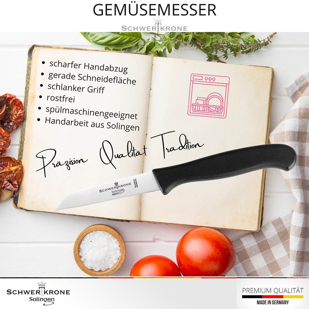 SCHWERTKRONE paring knife kitchen knife blade length 7.5 cm black