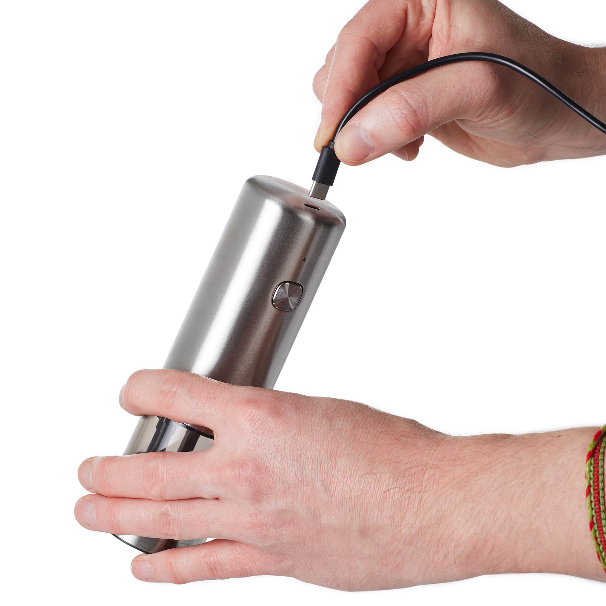 AdHoc electric pepper or salt mill i.MILL MINI 14 cm rechargeable stainless steel