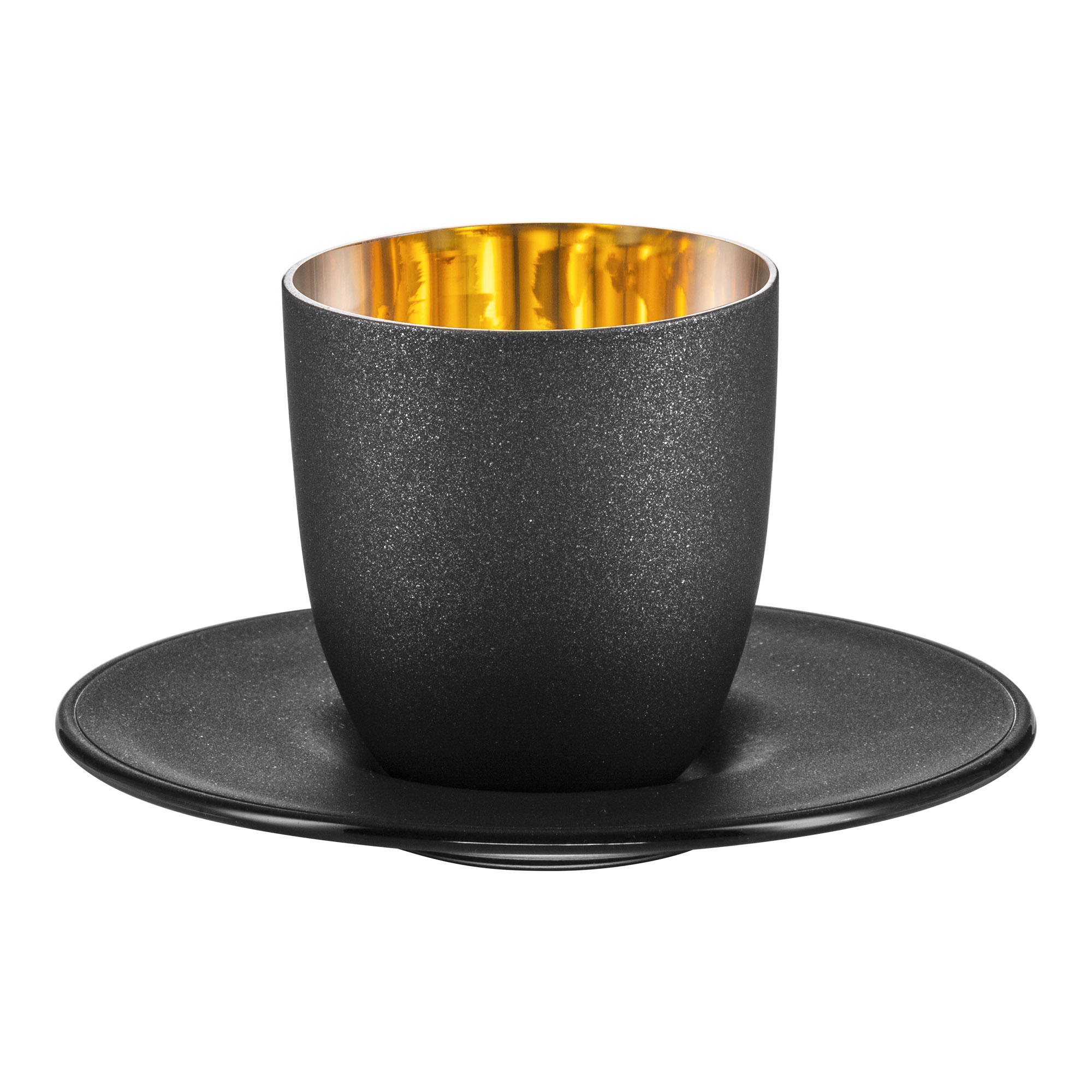 EISCH Serie COSMO GOLD Espresso-Set Kristallglas mit Echtgold schwarz