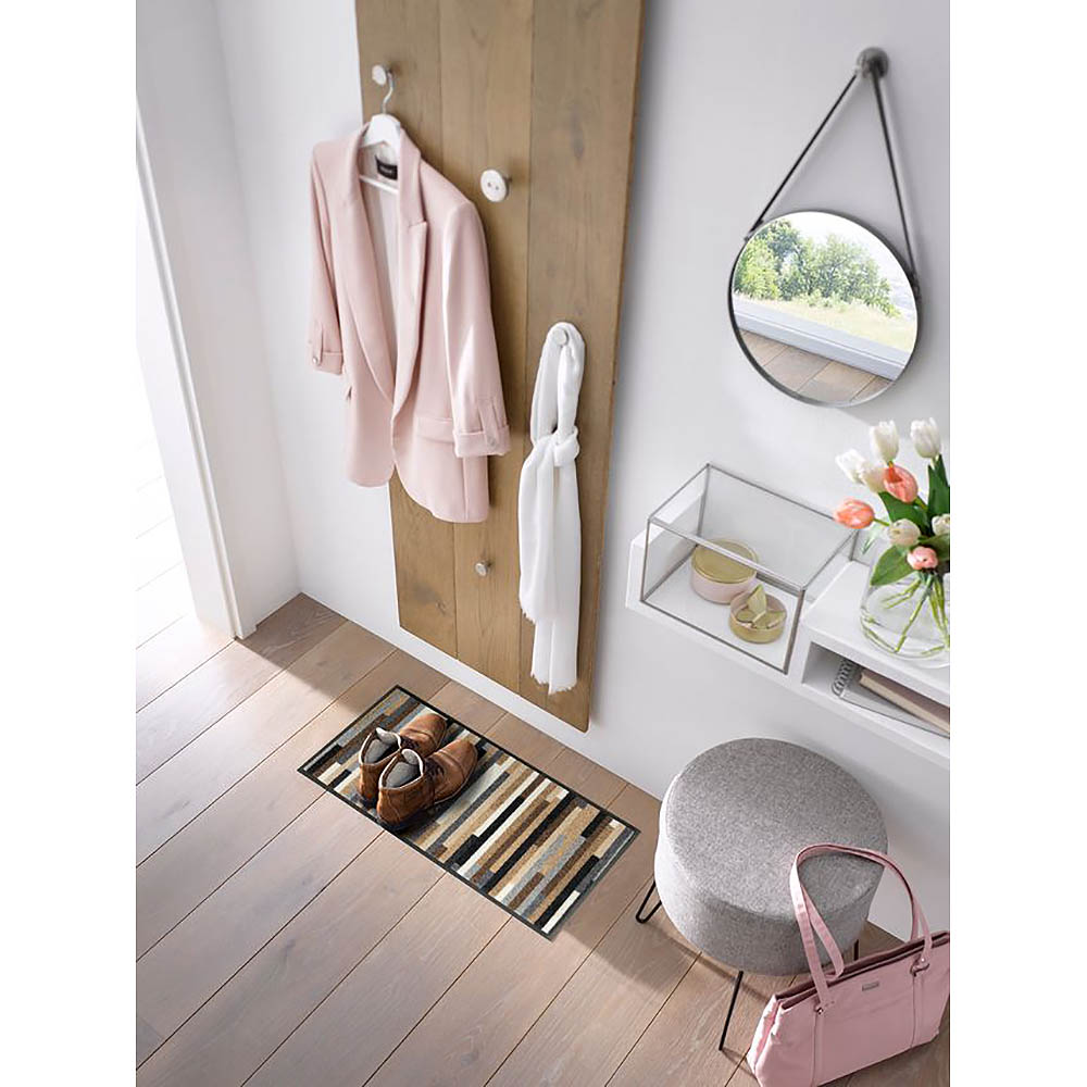 WASH + DRY Schuhablagematte Fußmatte 35 x 75 cm MIKADO STRIPES NATURE Streifen