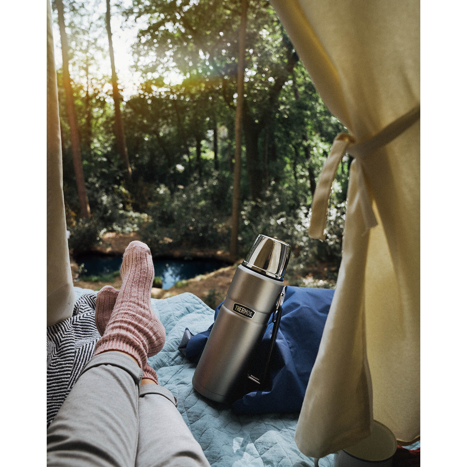 THERMOS thermos flask STAINLESS KING stainless steel matt 1.2 litre vacuum flask