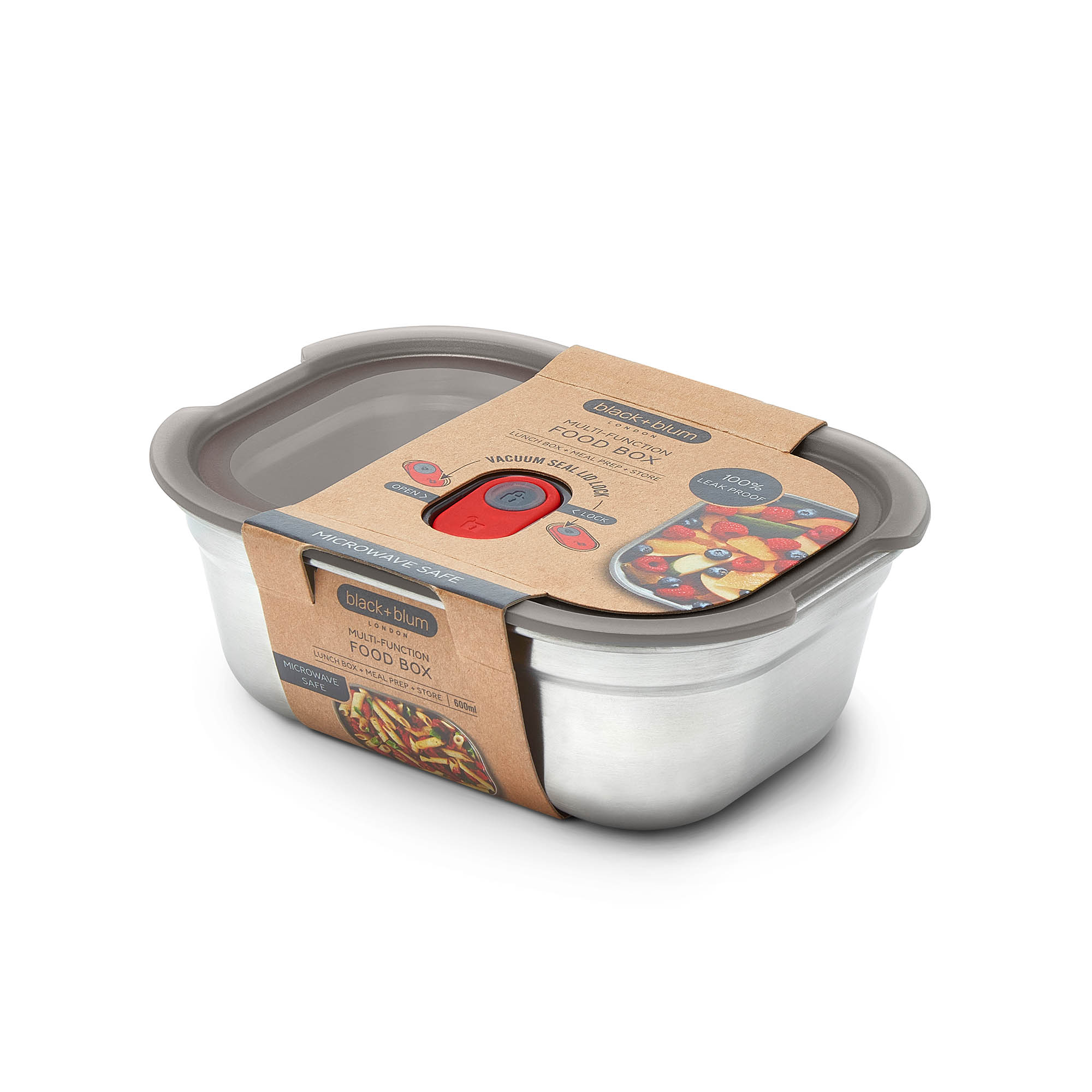 BLACK+BLUM Multifunctional Lunchbox, Stainless Steel, Small, 17.2 x 13 x 6.5 cm, 600 ml