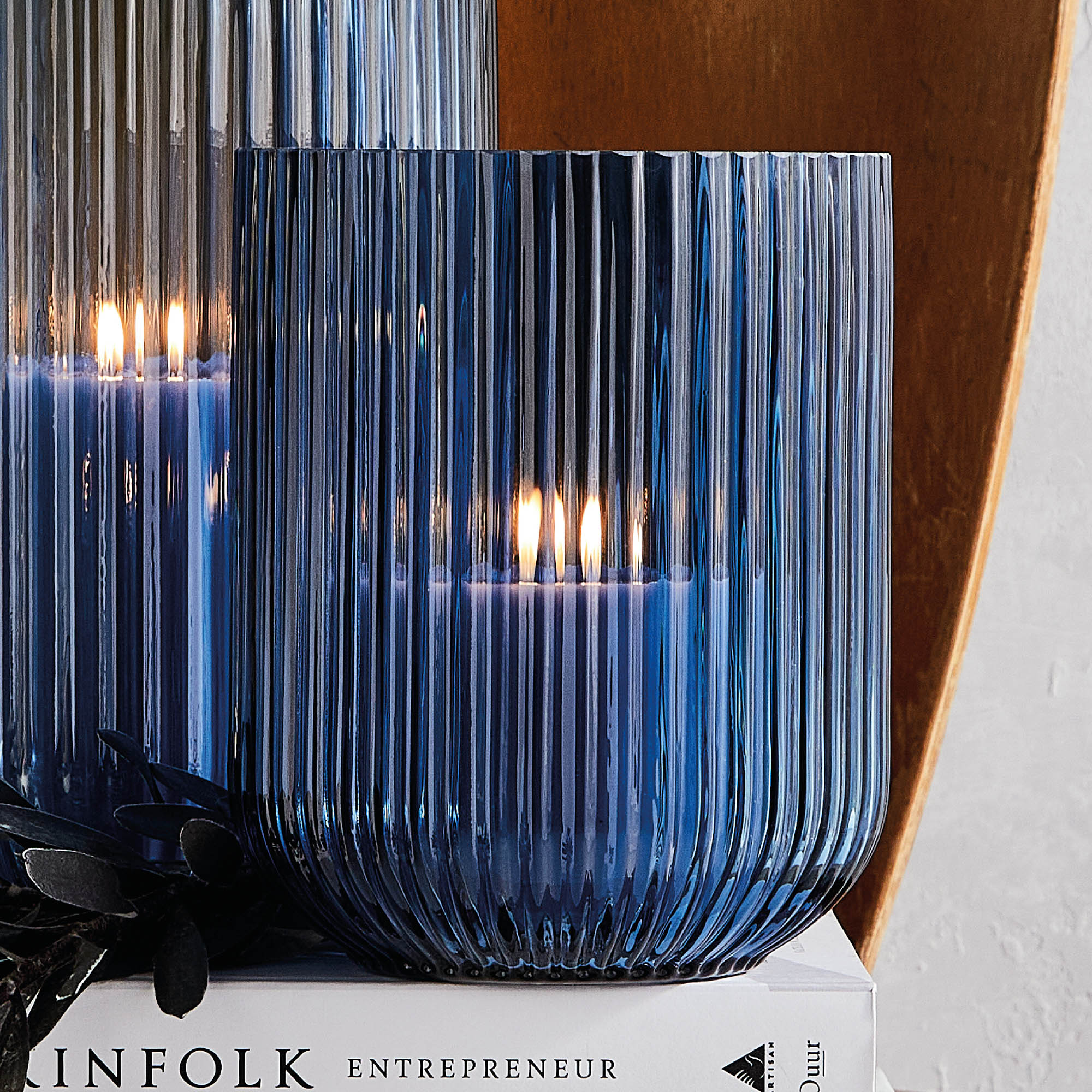 ENGELS KERZEN Windlicht AMELIE klein 18 cm enzianblau