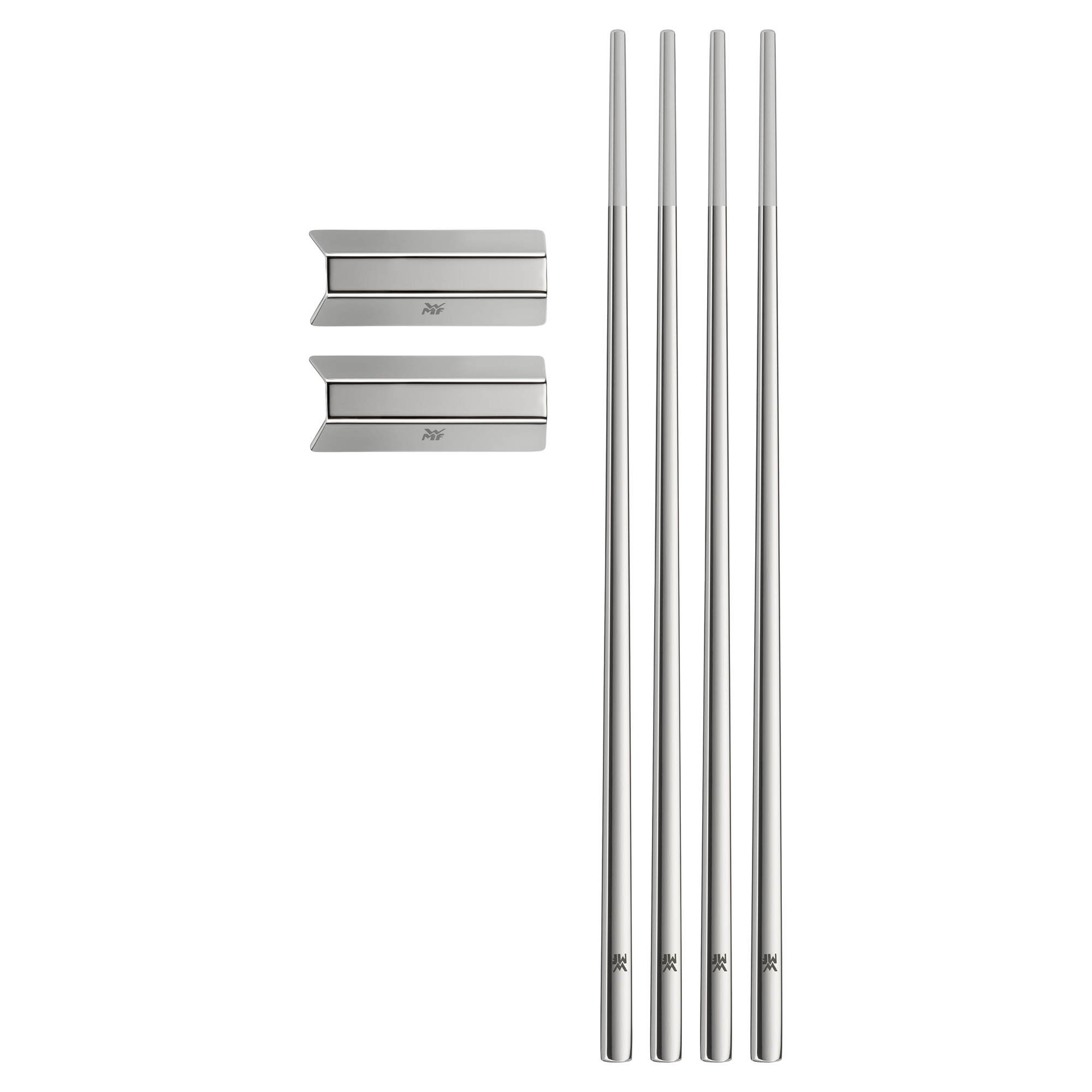 WMF Serie NUOVA Chop Sticks Set mit 4 Essstäbchen und 2 Ablagebänkchen Cromargan