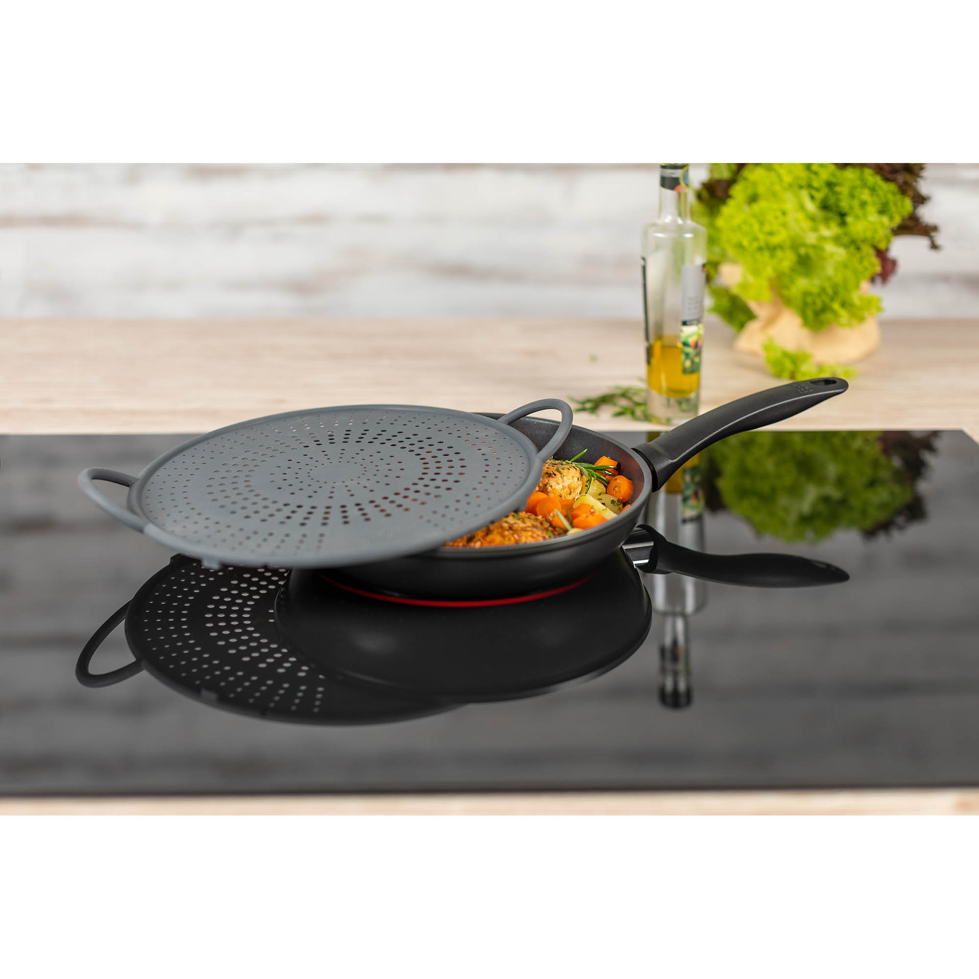 KUHN RIKON Spritzschutz Silikon gelocht 30 cm grau Spritzschutzdeckel