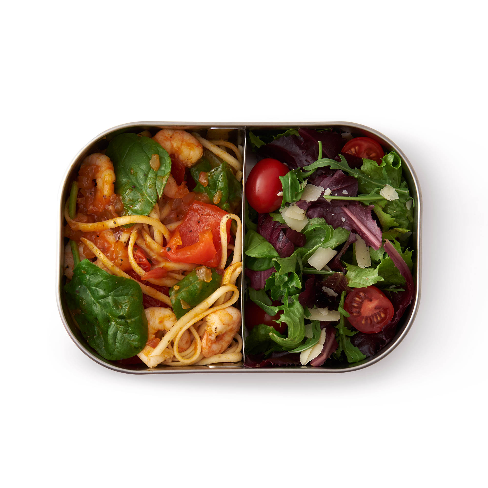 BLACK+BLUM Stainless Steel Lunchbox with Fork, Large, 1.0 litres, 20 x 15 x 6.5 cm, olive