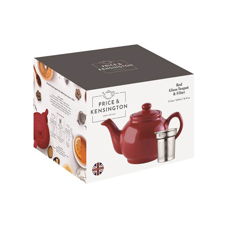 PRICE & KENSINGTON gift set teapot 1.1 litre with tea strainer red