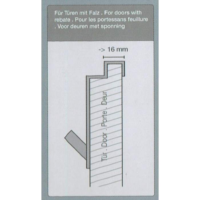 ZACK EXIT door hook for rebate thickness up to 1.6 cm INSIDE satin stainless steel