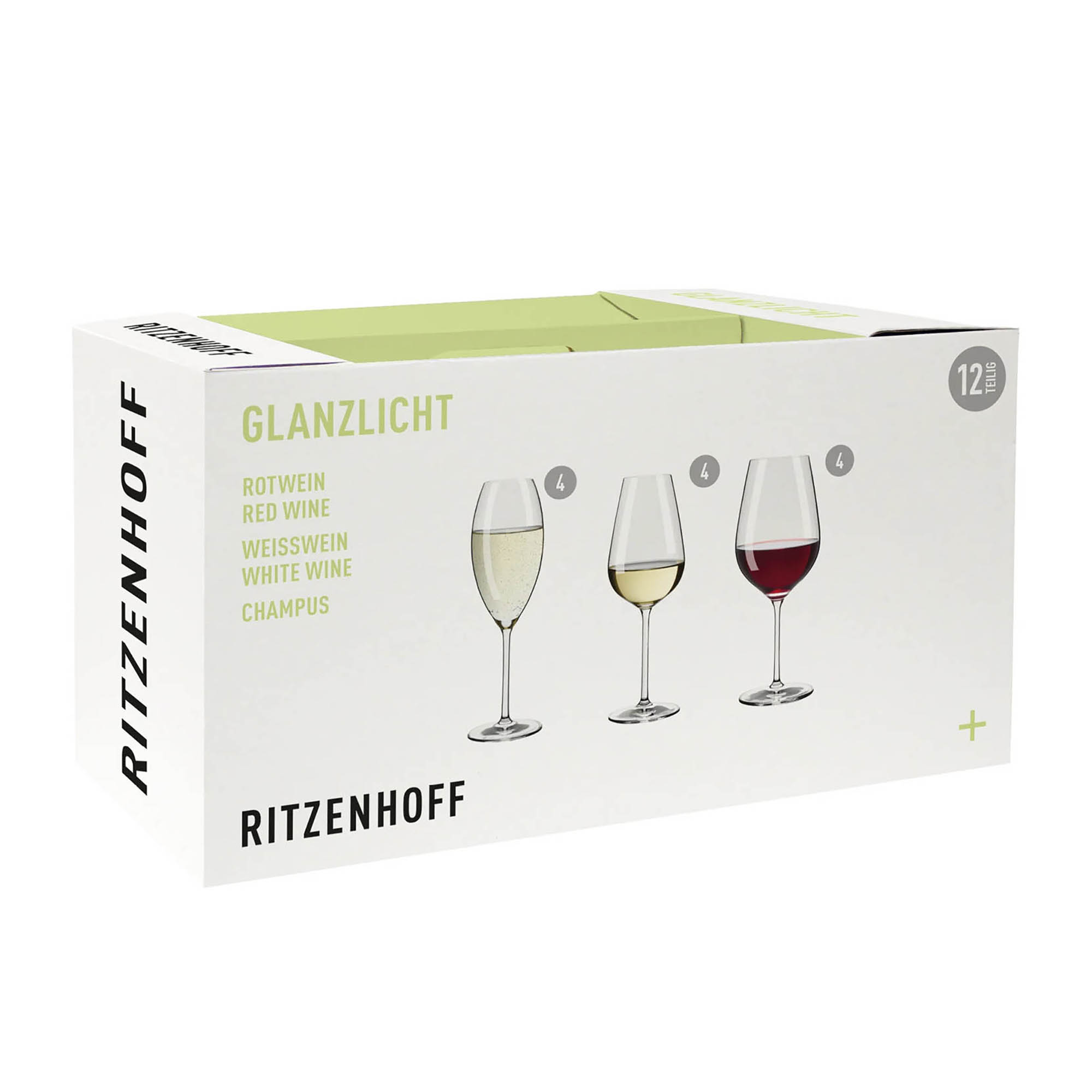 RITZENHOFF set of 12 GLANZLICHT 4 x red wine glass 4 x white wine glass 4 x champagne glass