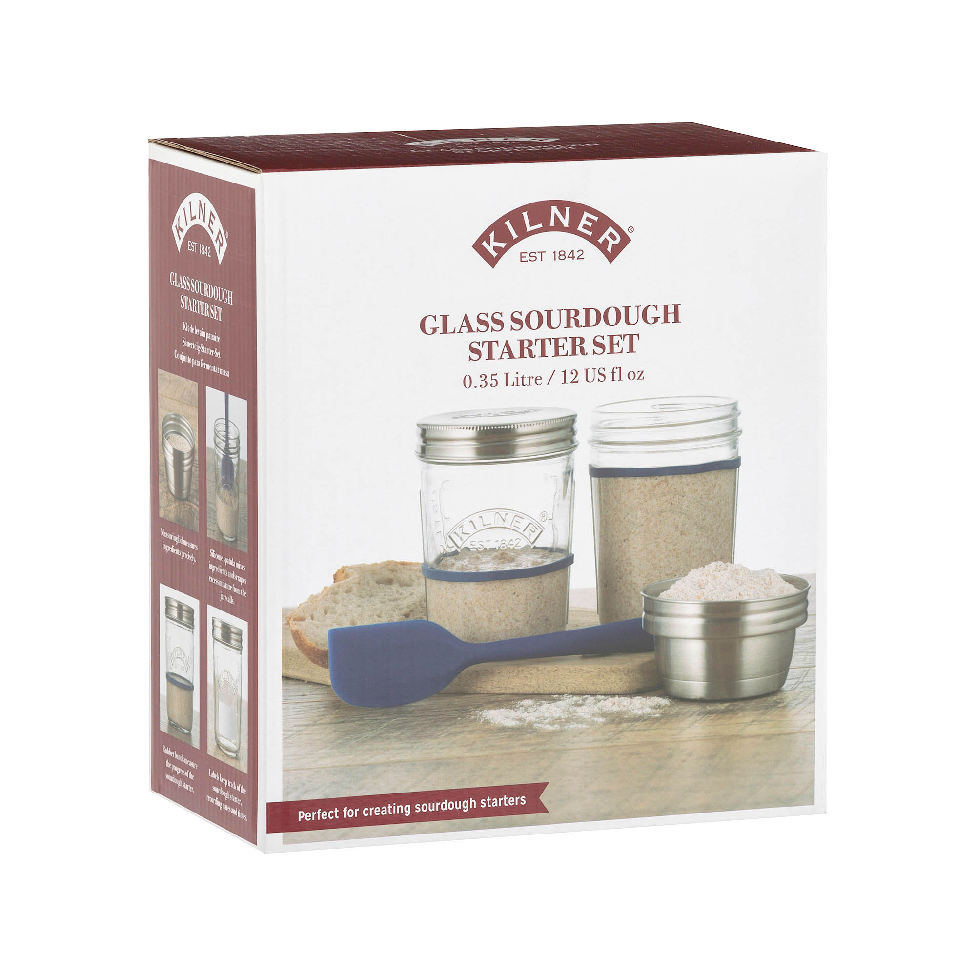 KILNER Sourdough Starter Set with 2 jars, each 0.35 litres