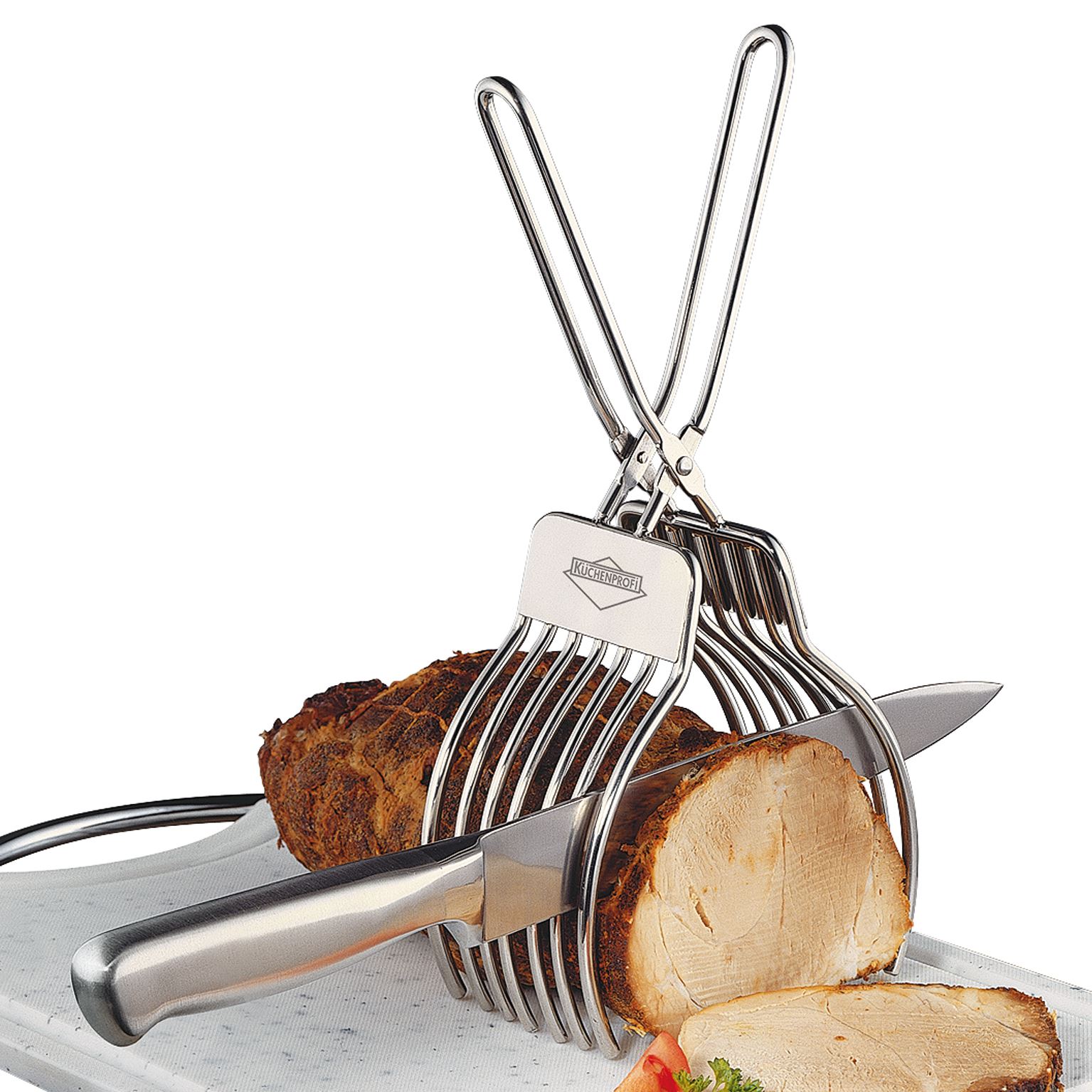 KÜCHENPROFI Bratenzange / Schneidhilfe / Tranchierzange aus Edelstahl