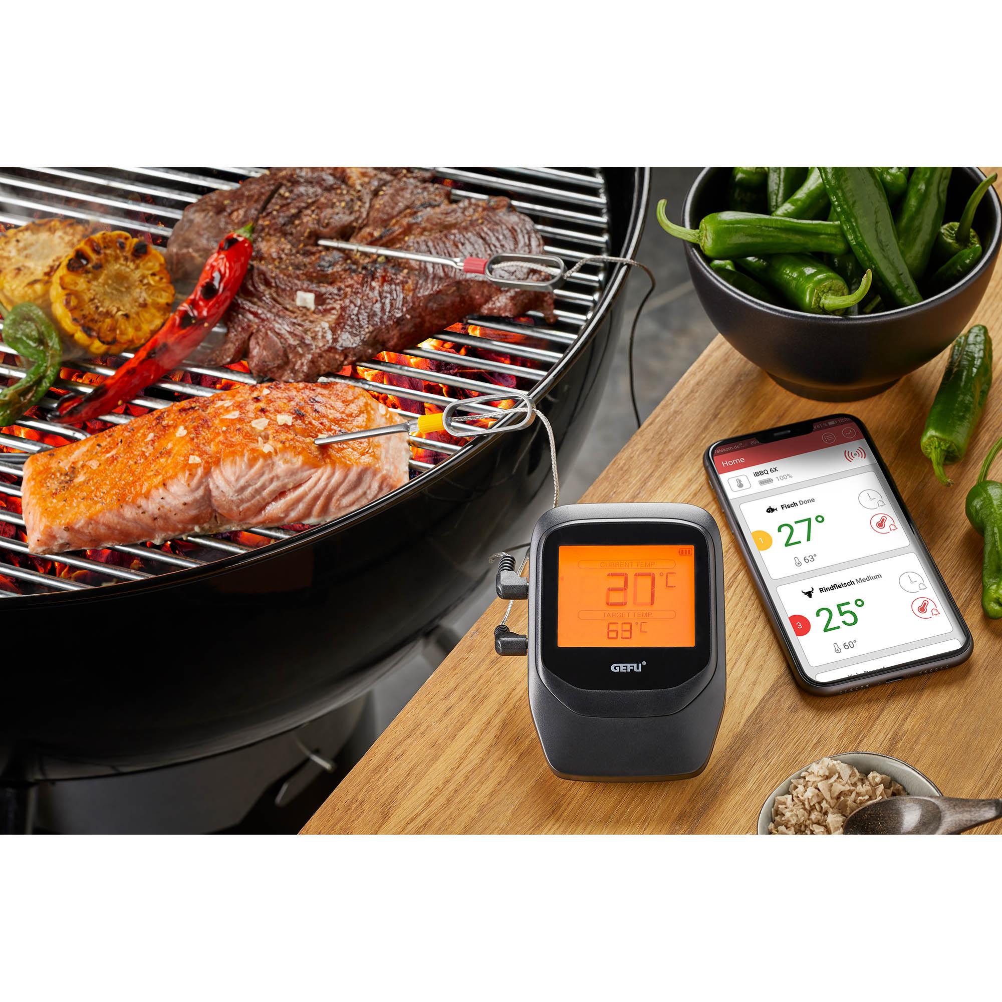 GEFU Bluetooth Grill- und Bratenthermometer CONTROL+ mit 6 Kanälen