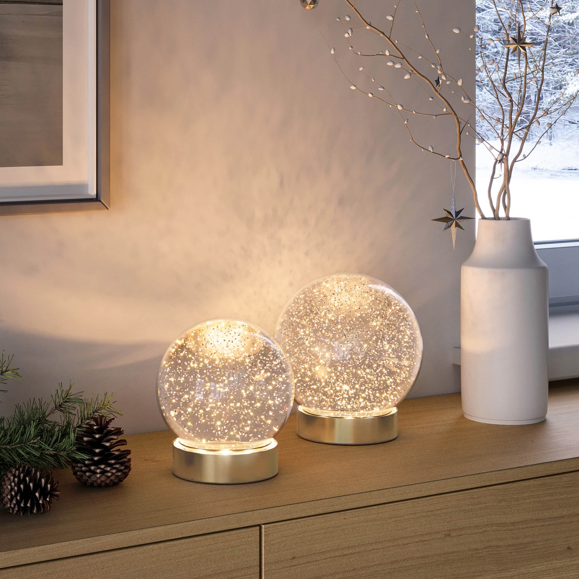 SOMPEX LED-Tischleuchte GLAMOR BAUBLE 18 cm gold Dekoleuchte mit beweglichem Glitter