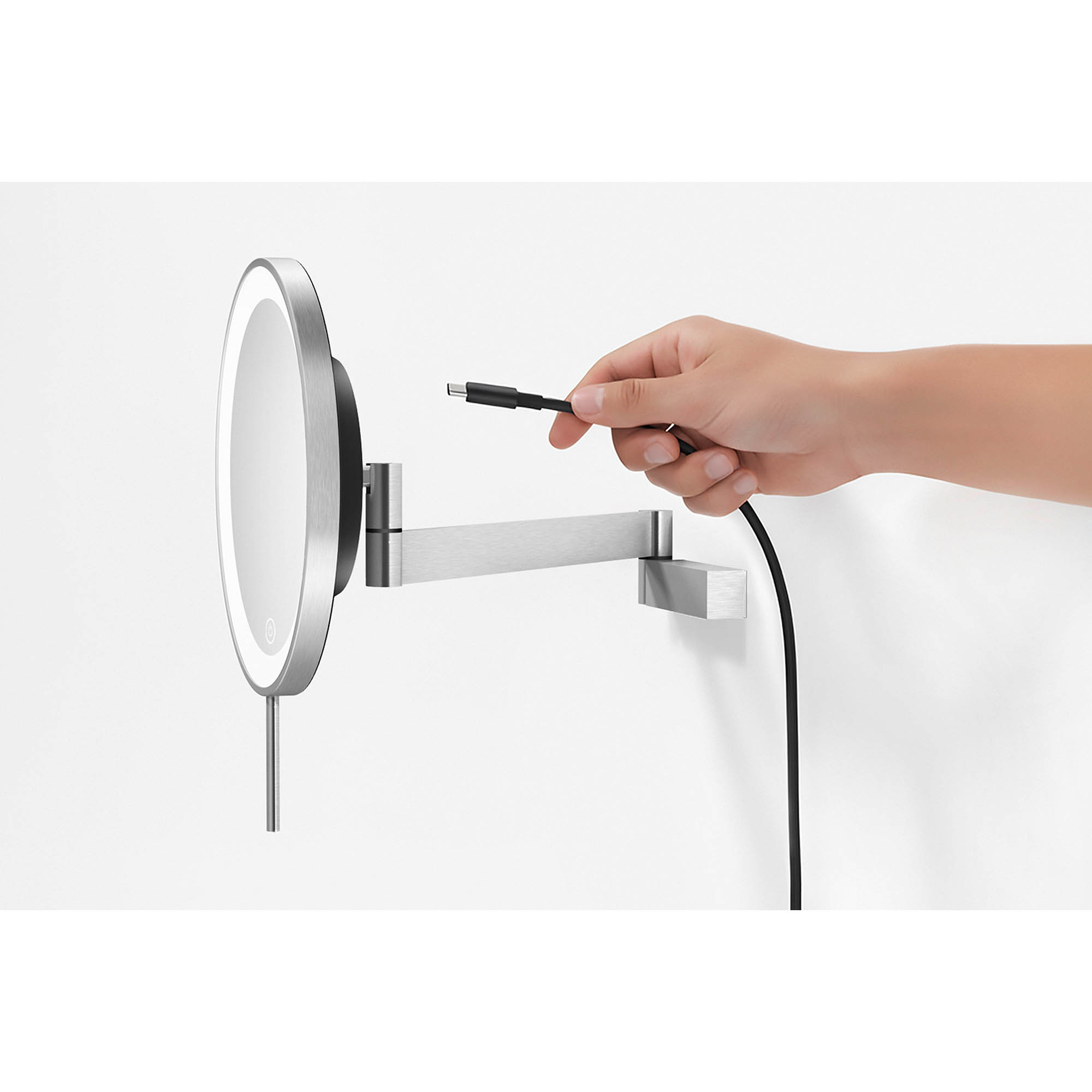 ZACK Kosmetikspiegel LINEA mit LED-Beleuchtung Wandmontage Edelstahl mattiert