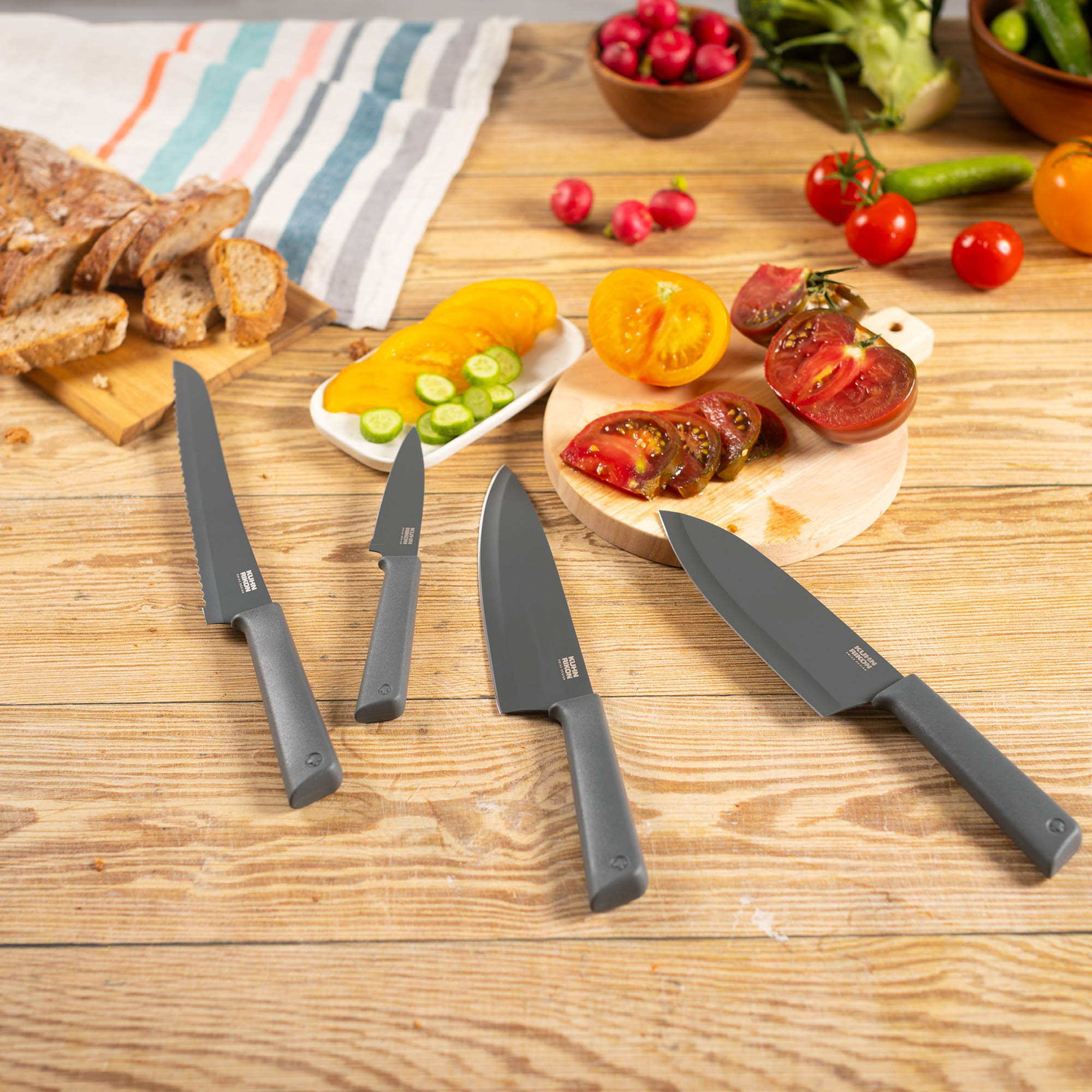 KUHN RIKON Messer-Set COLORI grau 4-teilig