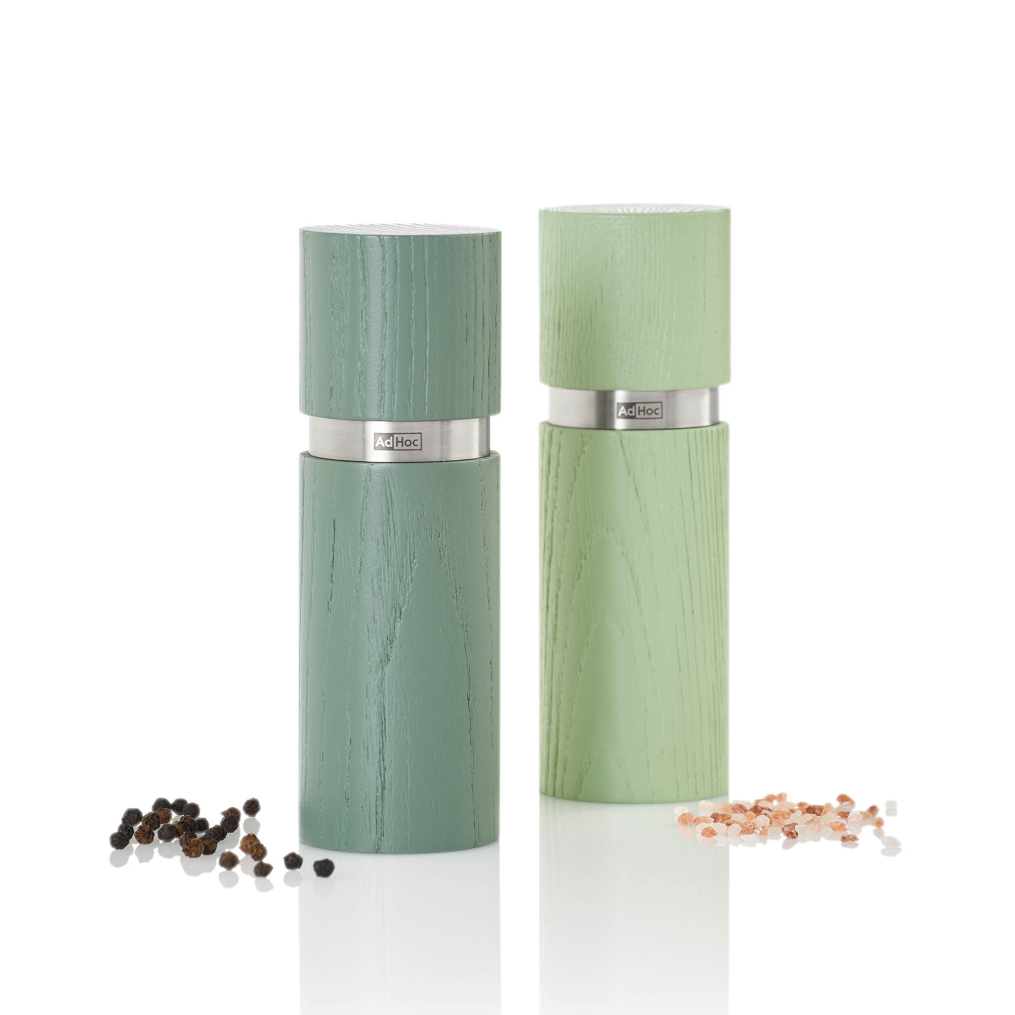 AdHoc Mühlen-Set TEXTURA Pfeffermühle Salzmühle 15 cm Esche dunkel- / hellgrün