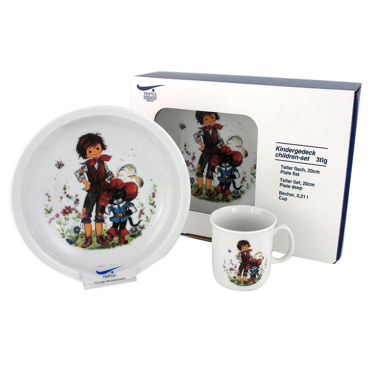 Triptis DER GESTIEFELTE KATER Kindergedeck 3-teilig Kinderporzellan