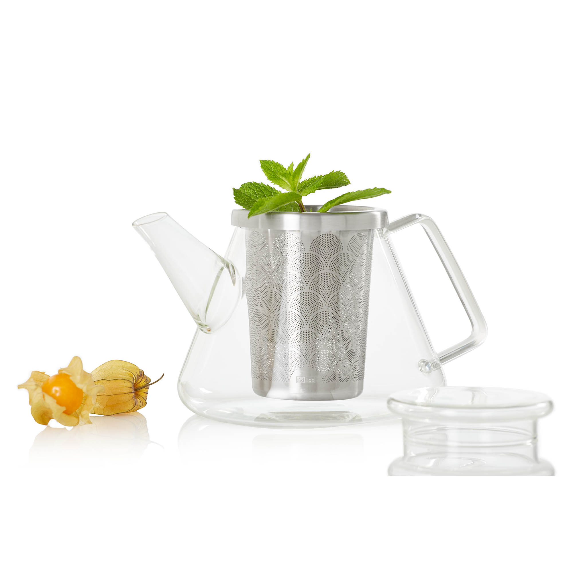 AdHoc Geschenkset Teekanne FUSION aus Borosilikatglas 1,0 Liter + Stövchen TUTO