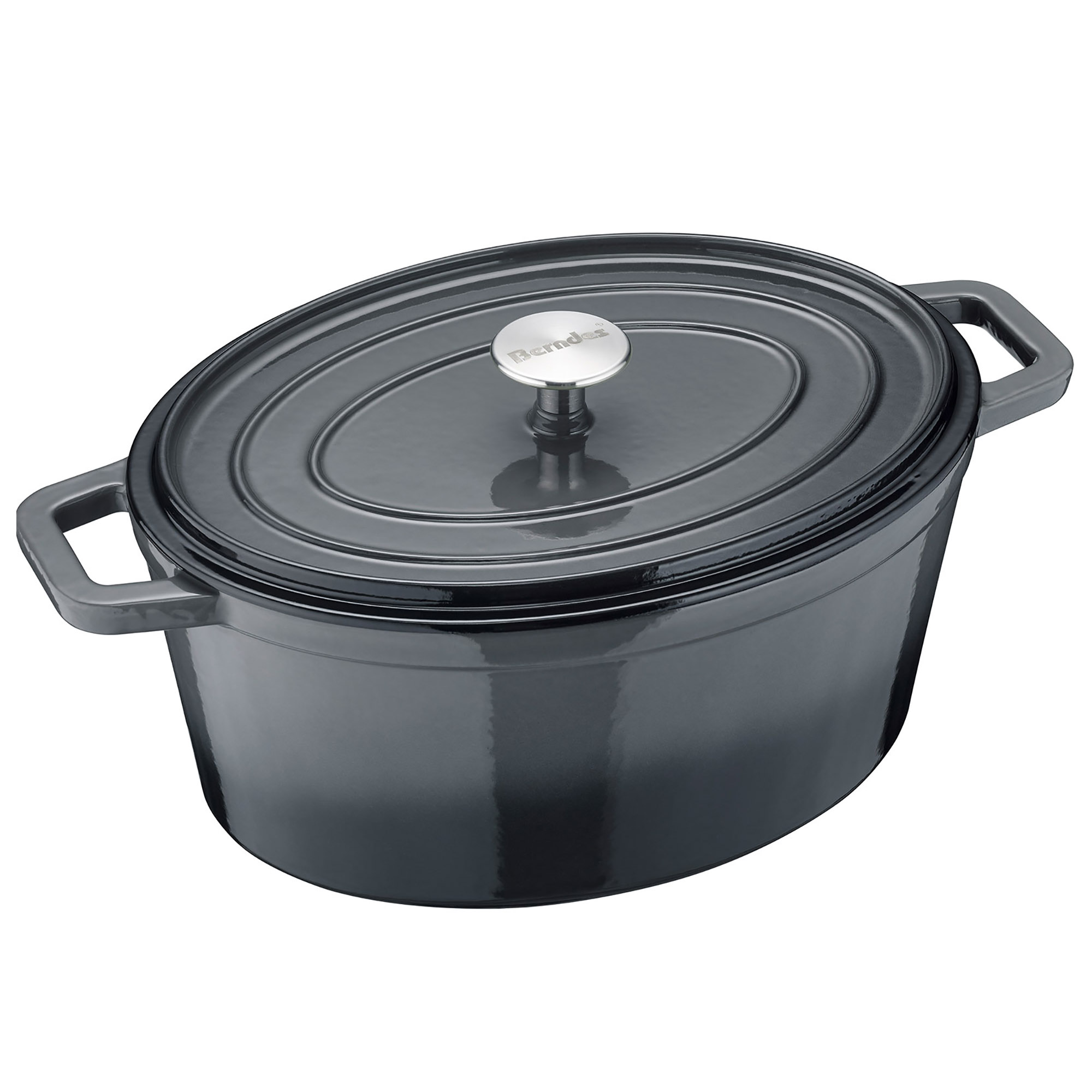 BERNDES Bräter Cocotte B.IRON Gusseisen oval 31 x 24 cm 6 Liter schwarz INDUKTION