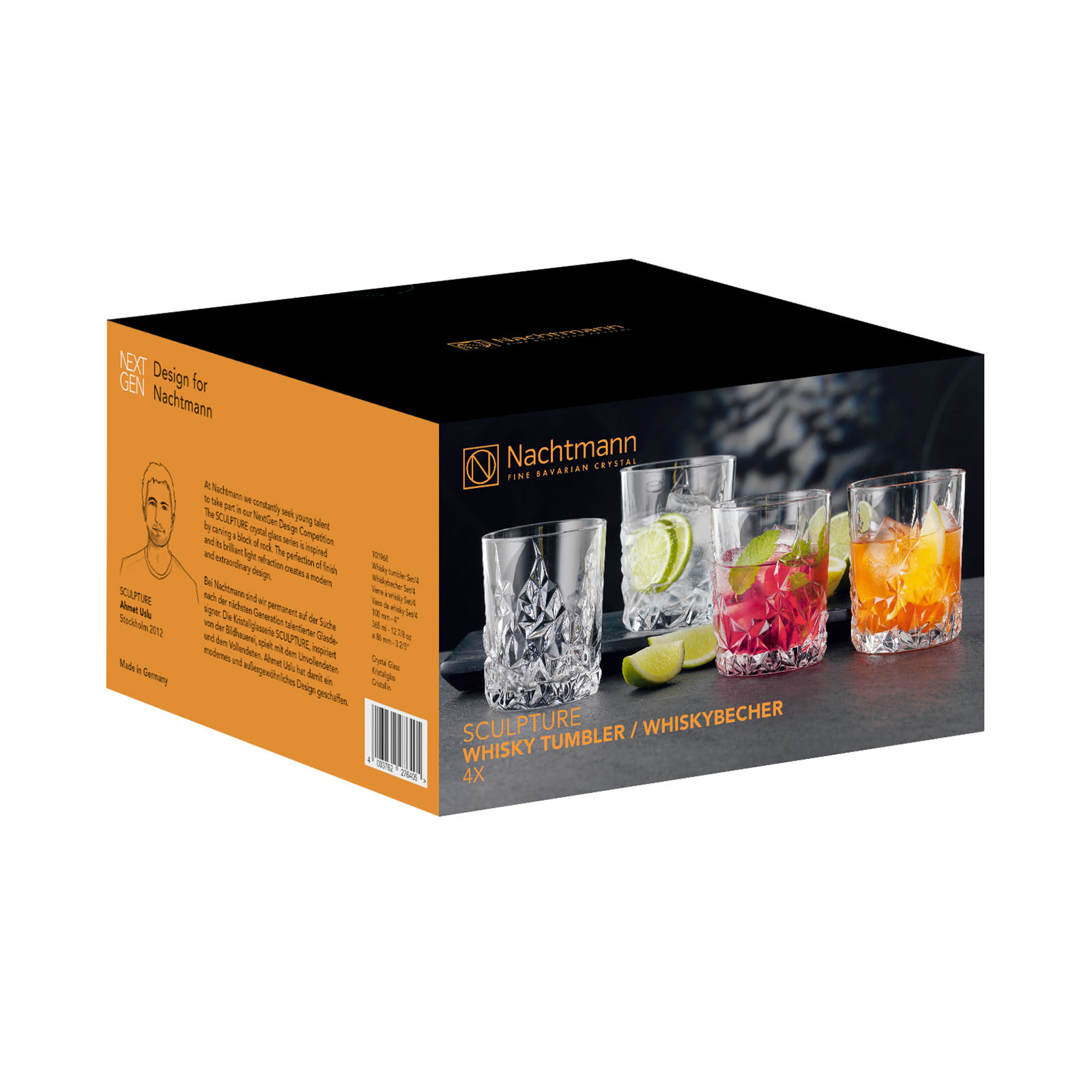 NACHTMANN Series Sculpture Tumbler Set 4 glasses Capacity 365 ml Whisky glasses