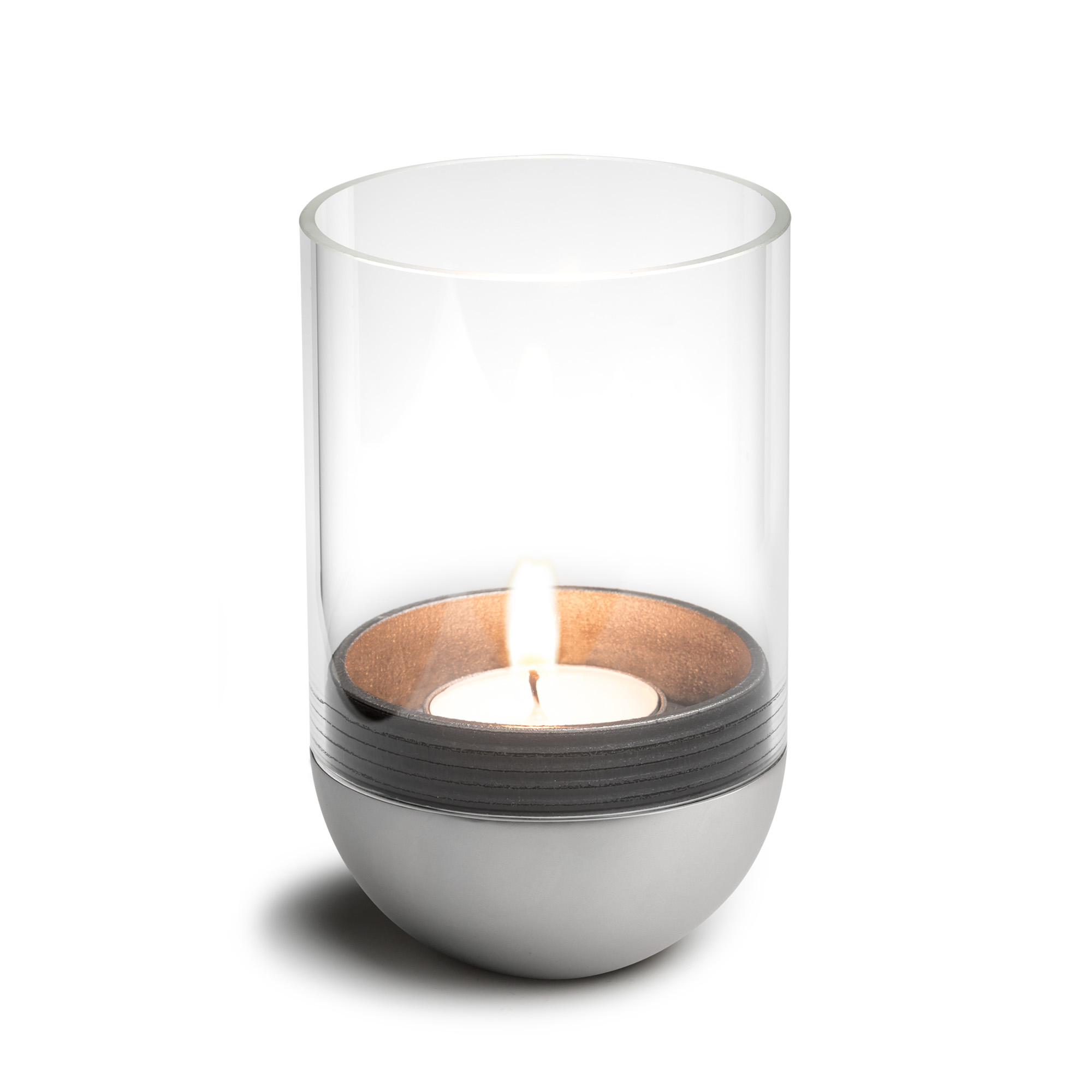 HÖFATS Windlicht GRAVITY CANDLE silber mit kardanisch gelagerter Kerze