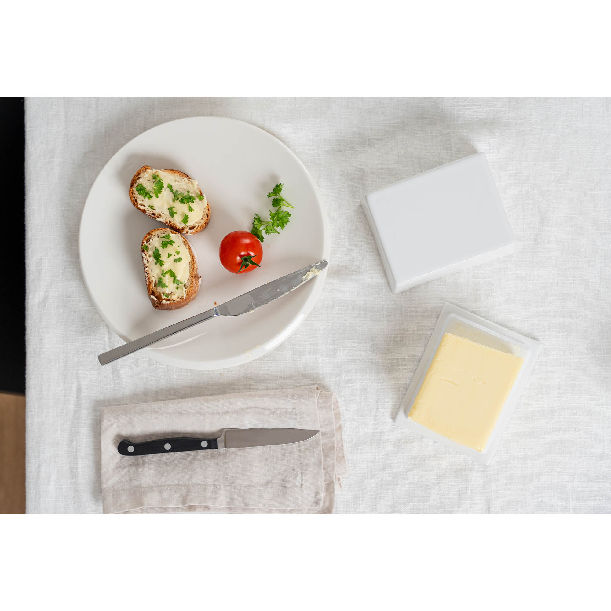 CONTINENTA  Butterdose Keramik weiß für 250 g Stücke
