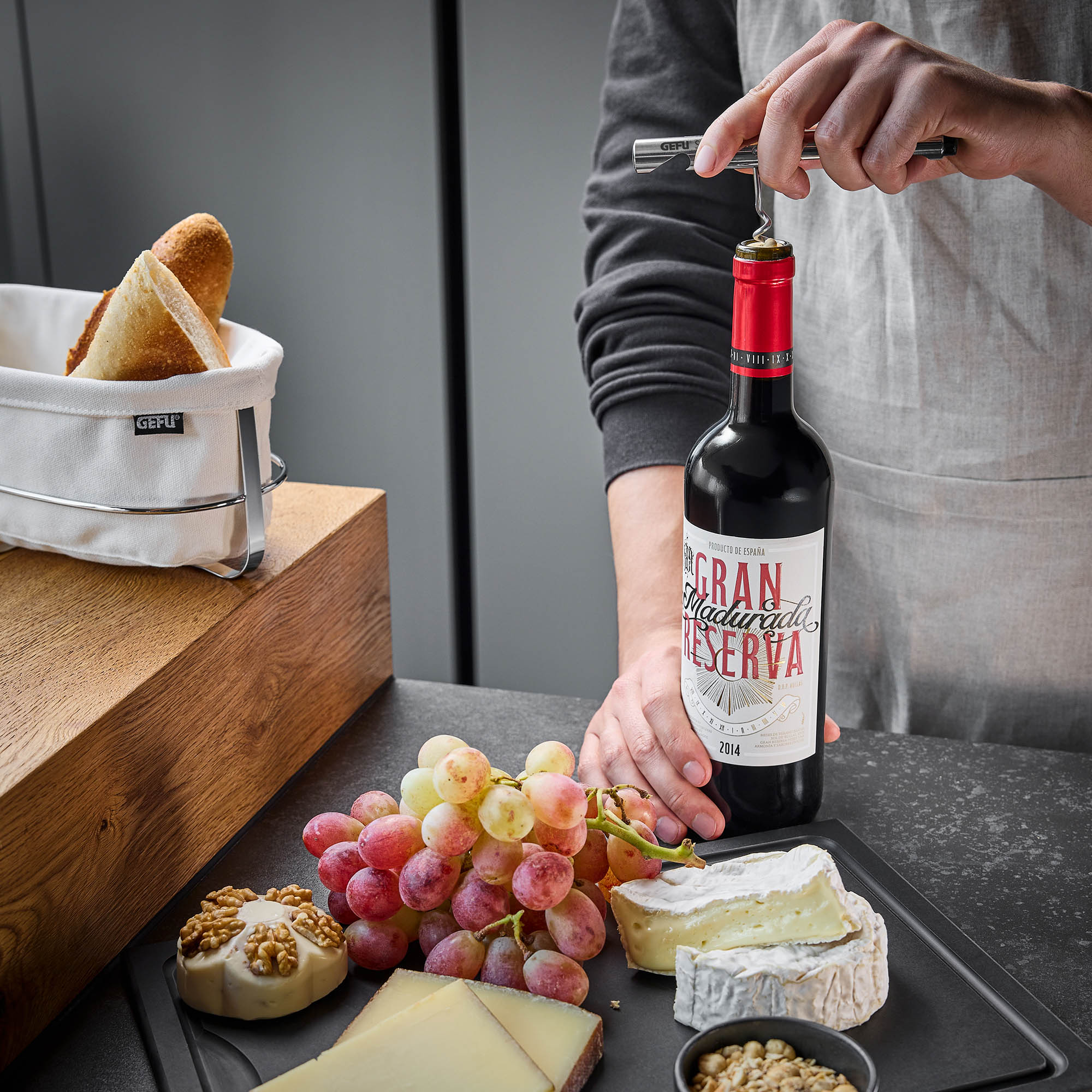 GEFU SISEO corkscrew made of stainless steel with bottle opener