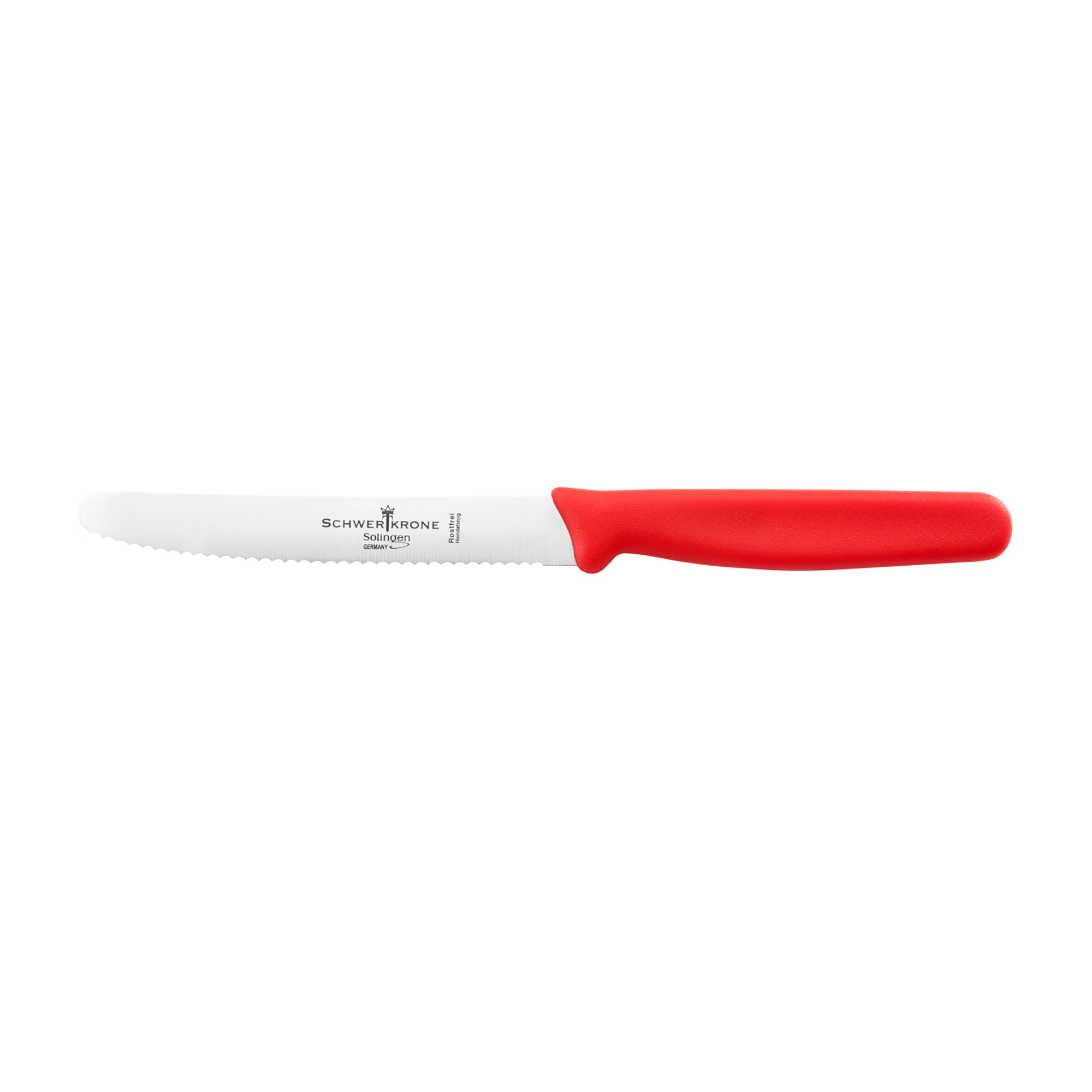 SCHWERTKRONE Universalmesser mit Wellenschliff Gemüsemesser 10 cm roter Griff