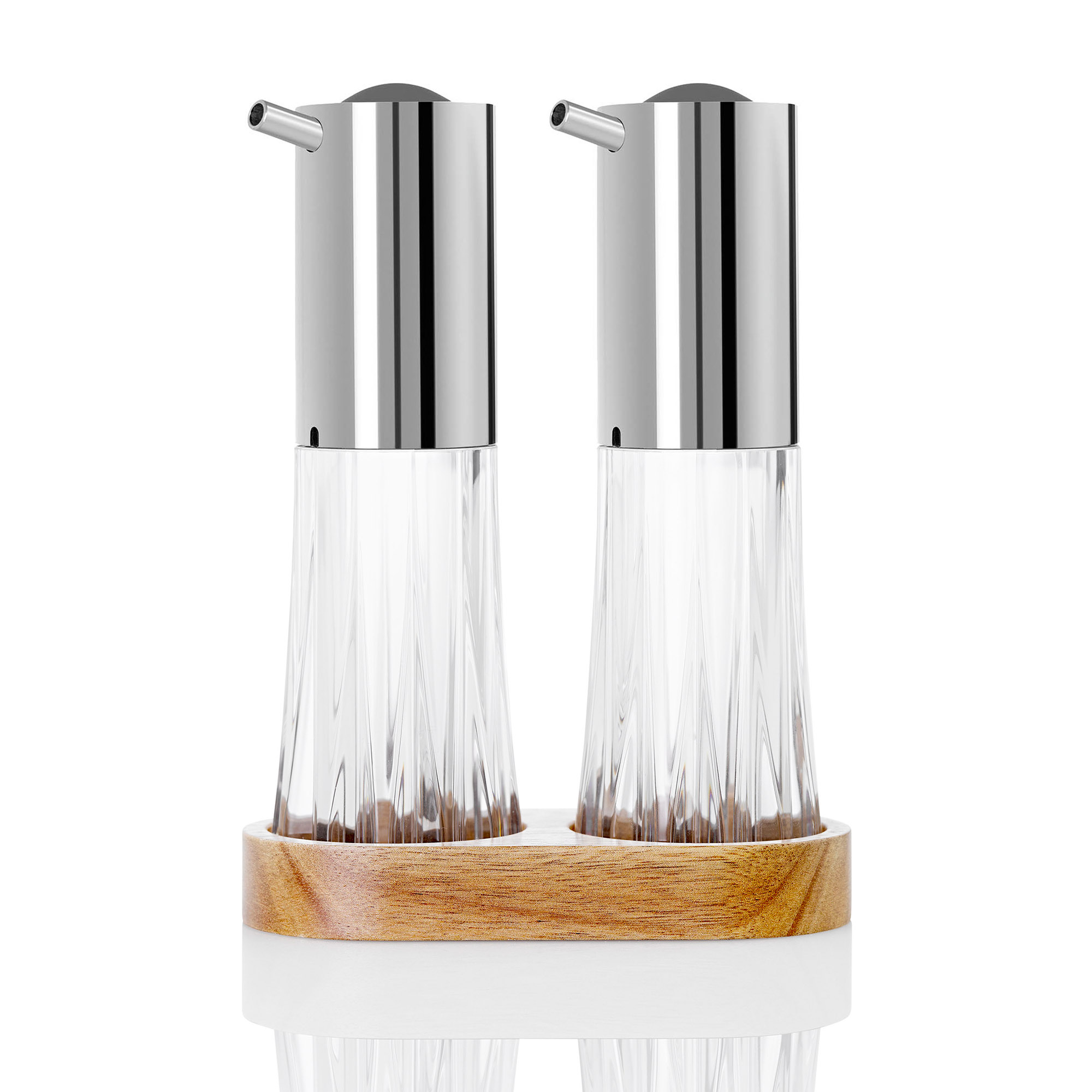 AdHoc Menage mit Essig- und Ölspender im Holztablett MENAGE CRYSTAL