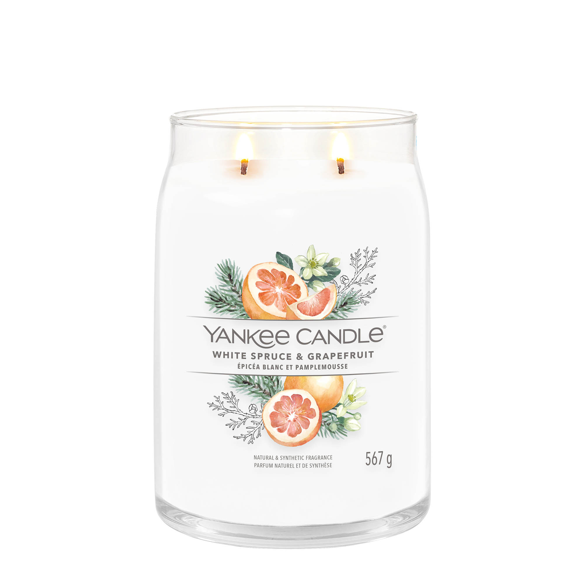 YANKEE CANDLE Große Signature Kerze WHITE SPRUCE & GRAPEFRUIT 567 g Duftkerze