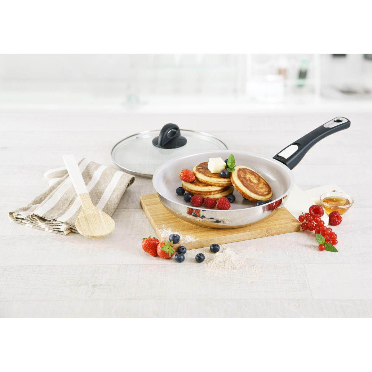 GENIUS Bratpfannen-Set CERAFIT STEEL mit Keramik-Beschichtung 28, 24, 20 cm