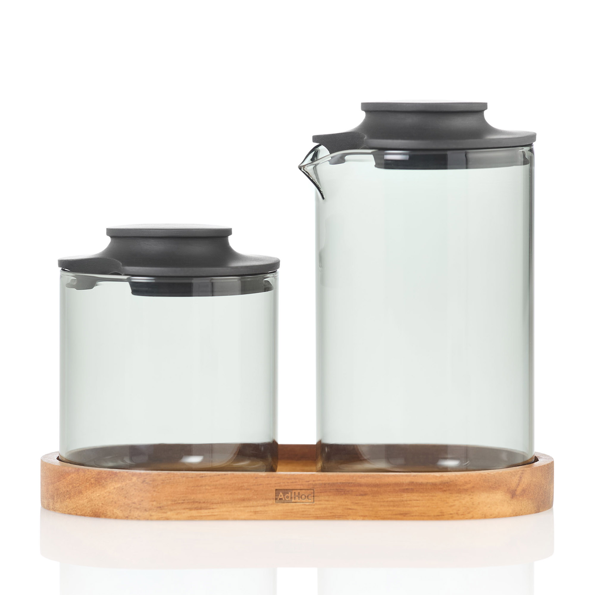 AdHoc Set Milchkännchen & Zuckerbehälter IMPACT mit Untersetzer aus Akazienholz