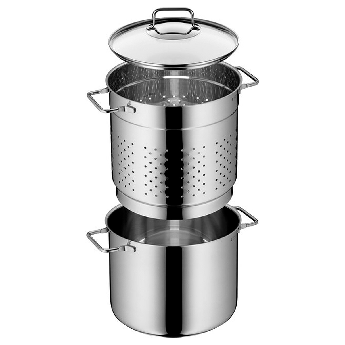 WMF Nudeltopf Pastatopf Suppentopf 24 cm 7,0 Liter mit Siebeinsatz + Glasdeckel