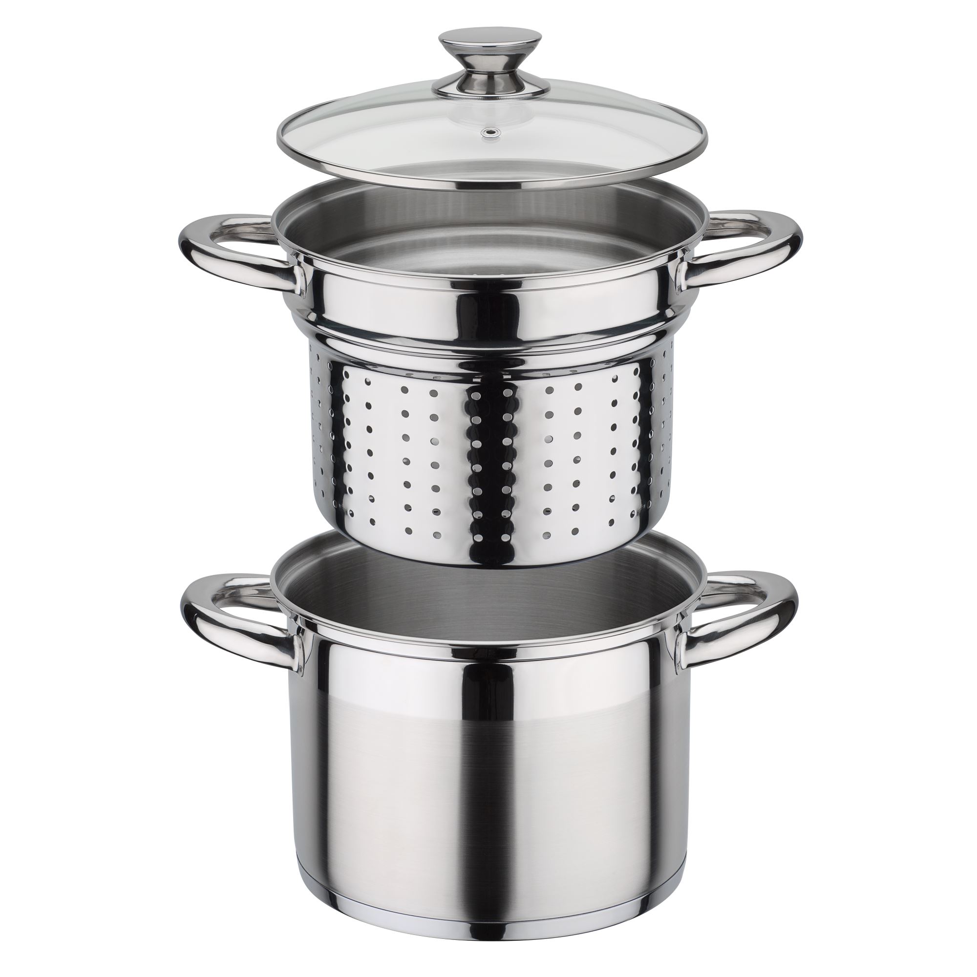 GSW Spaghettitopf Treviso, Edelstahl 18/8 (1-tlg), Induktion, 6 Liter, inkl. Pastalöffel