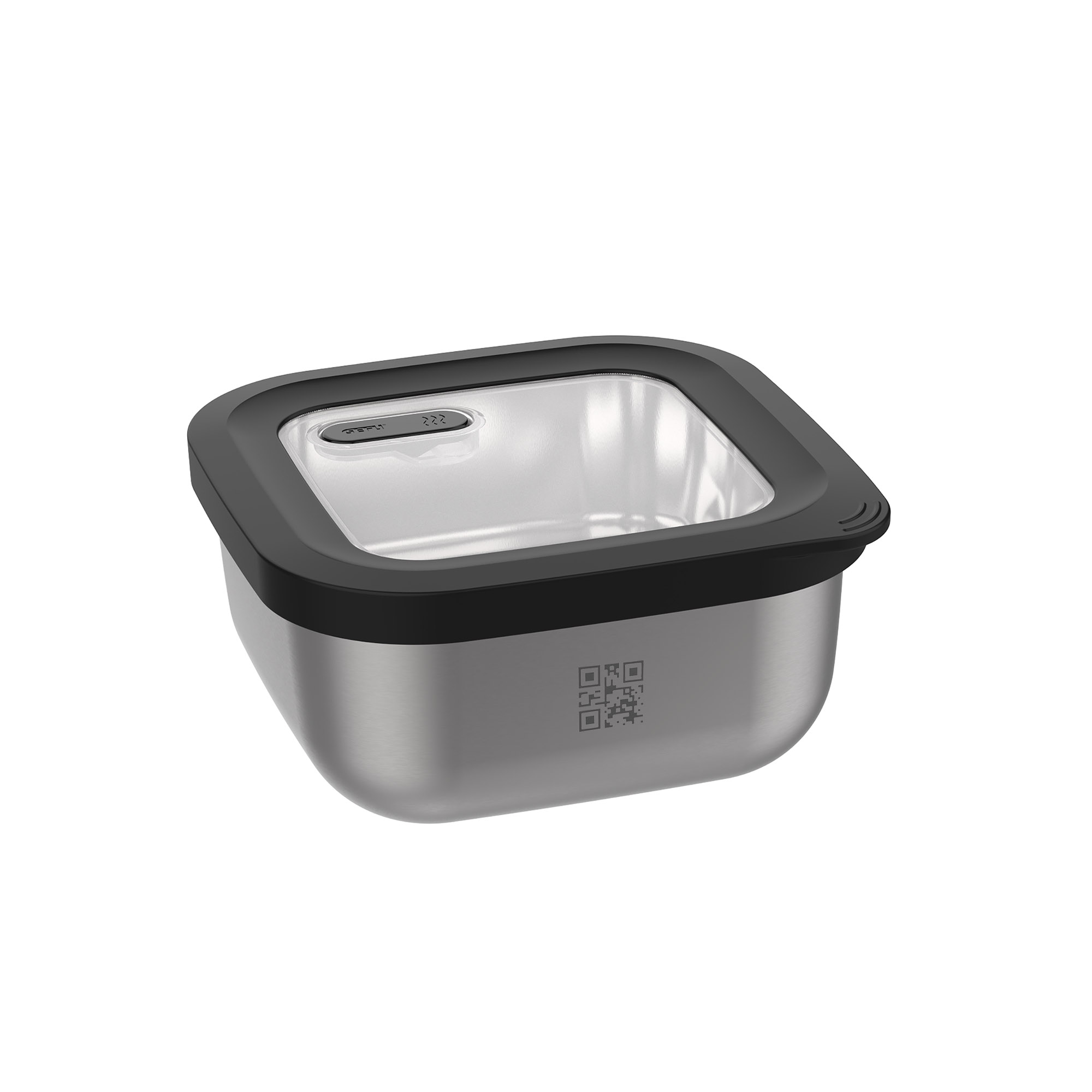 GEFU Frischhaltedose PROVIDO 0,4 Liter quadratisch Edelstahl mikrowellentauglich