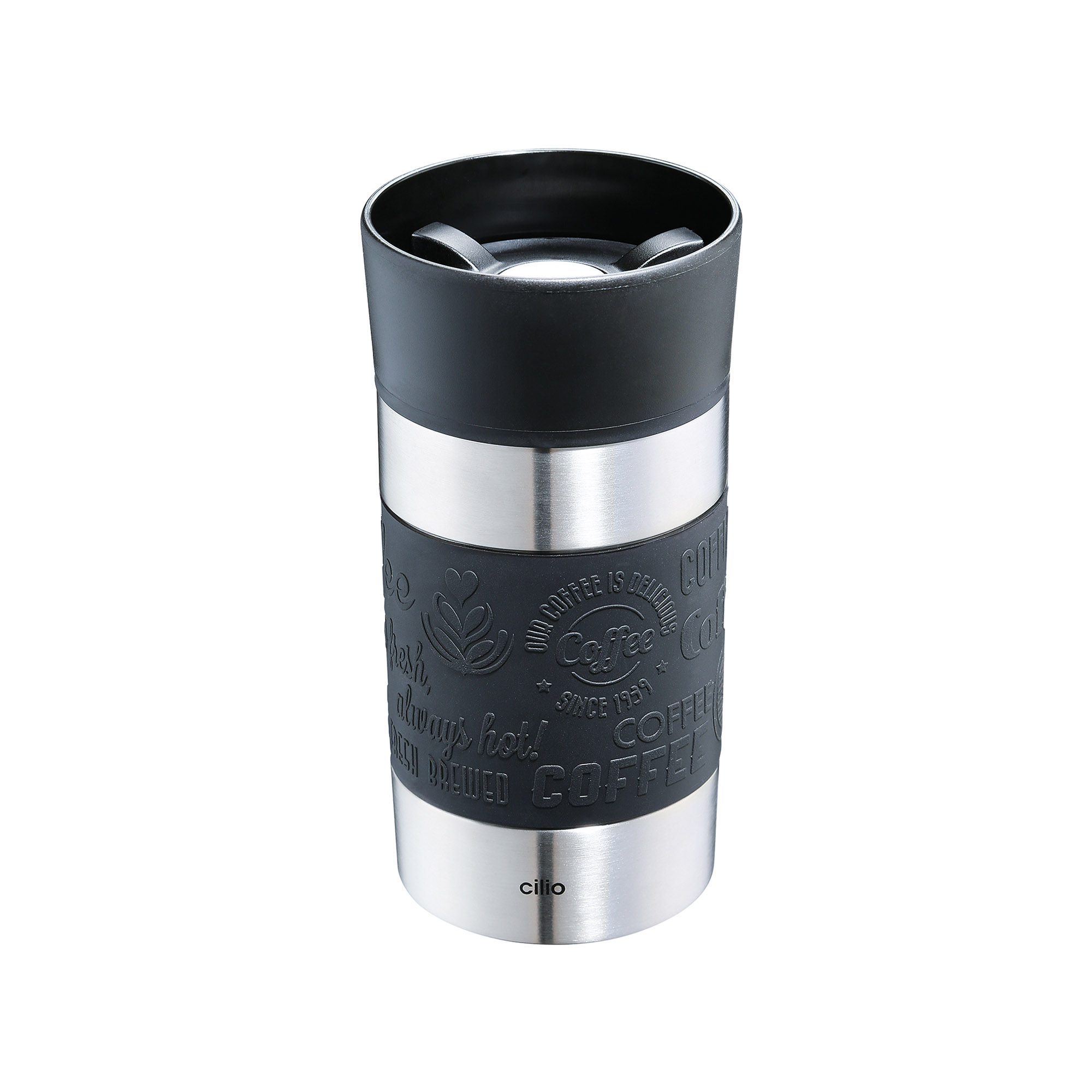 CILIO Isoliertrinkbecher VIAGGIO Edelstahl schwarz 0,3 Liter Coffee to go Becher
