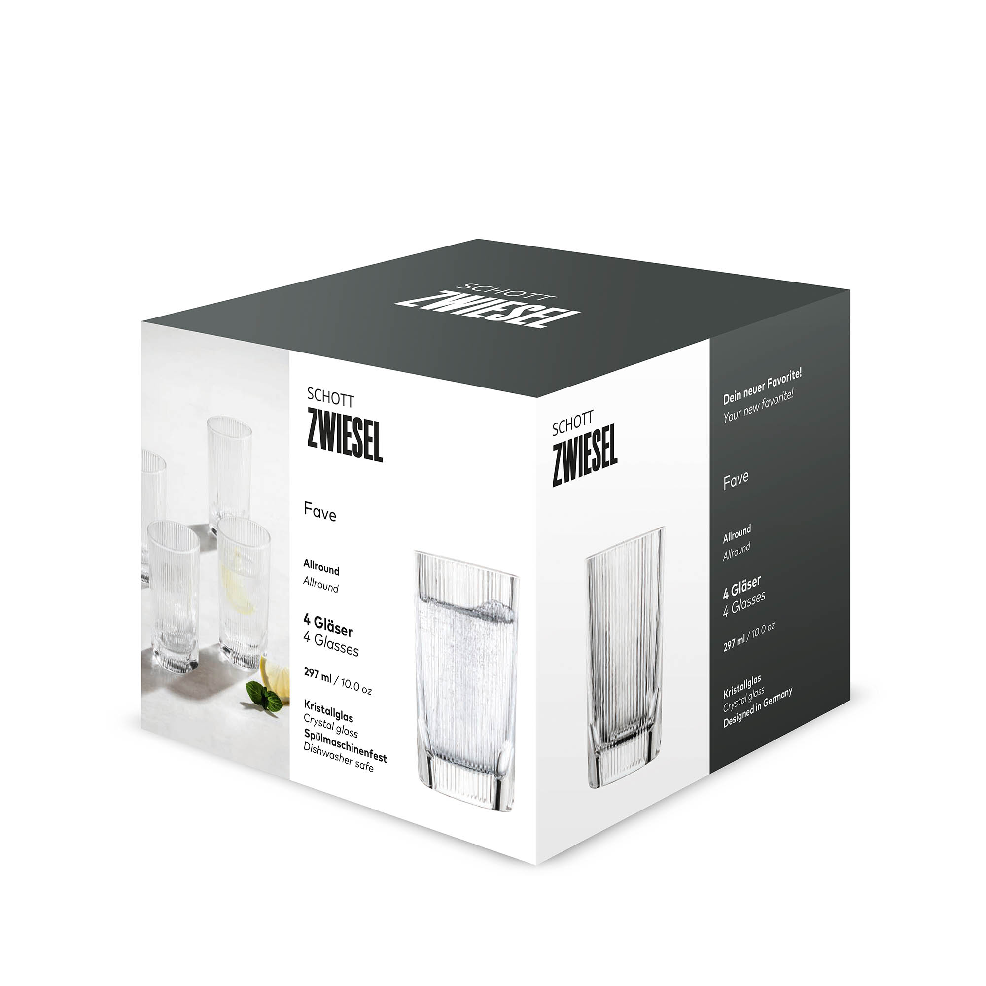 SCHOTT ZWIESEL FAVE all-round glass series Water glass 4 pieces Capacity 297 ml